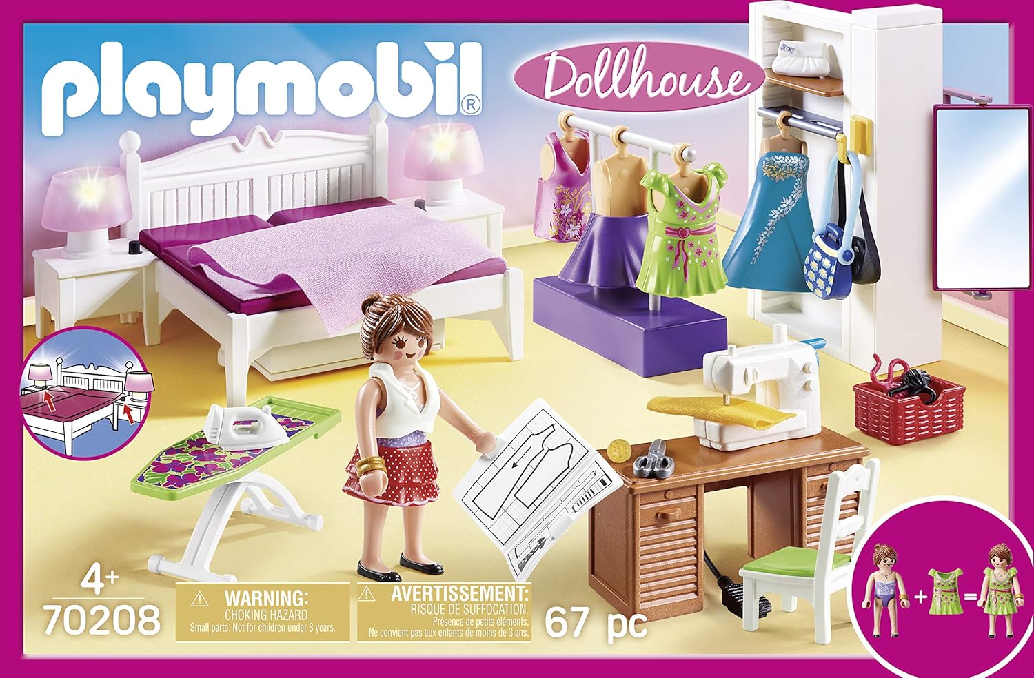 PLAYMOBIL 70208 Dollhouse Master Bedroom with Interchangeable Dresses and Lighting Effects - Playset for Kids 4+ 7