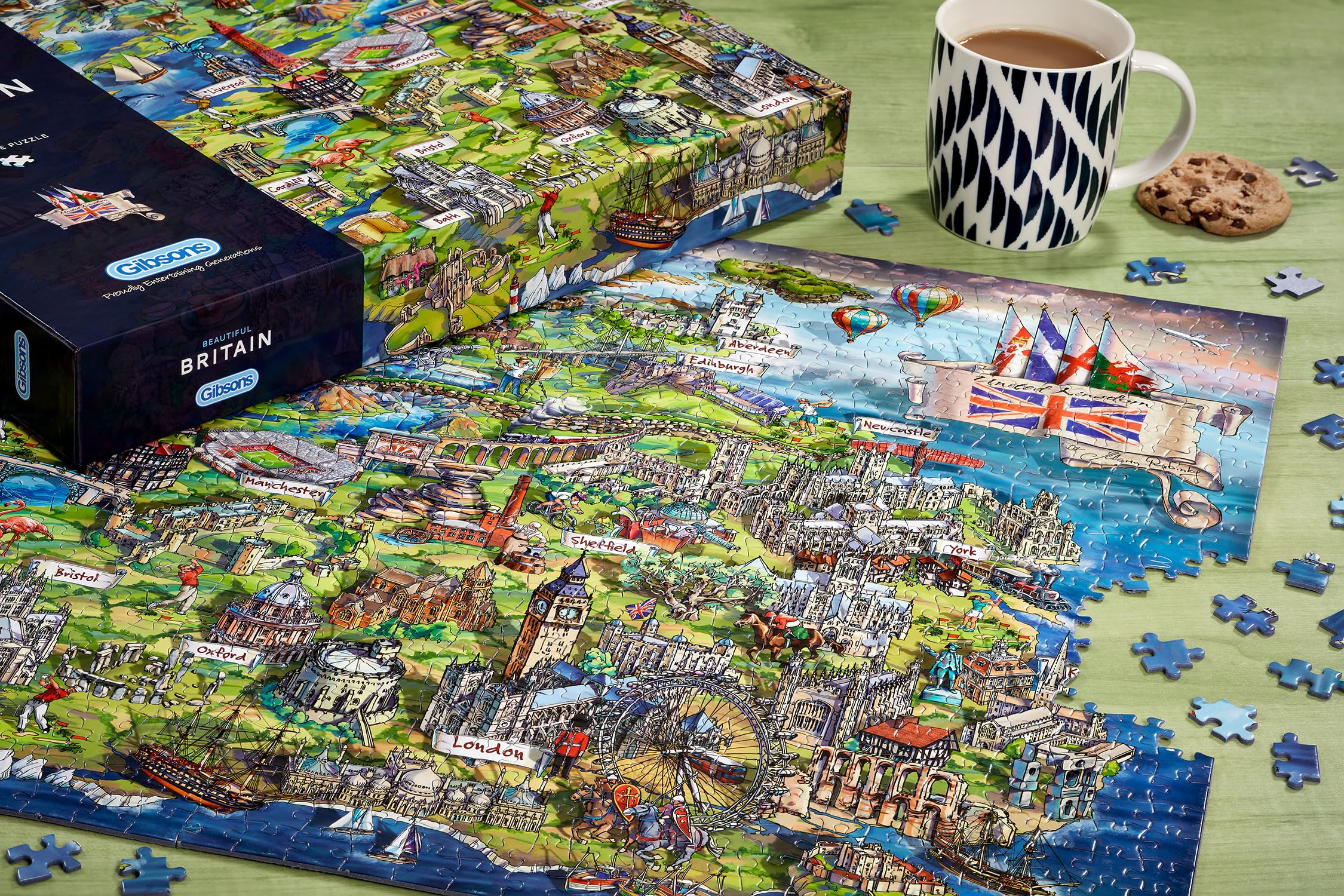 Beautiful Britain | 1000 Piece Jigsaw Puzzle | British Icons Map | Sustainable Puzzle for Adults | Premium 100% Recycled Board | Great Gift for Adults | Gibsons Games 4