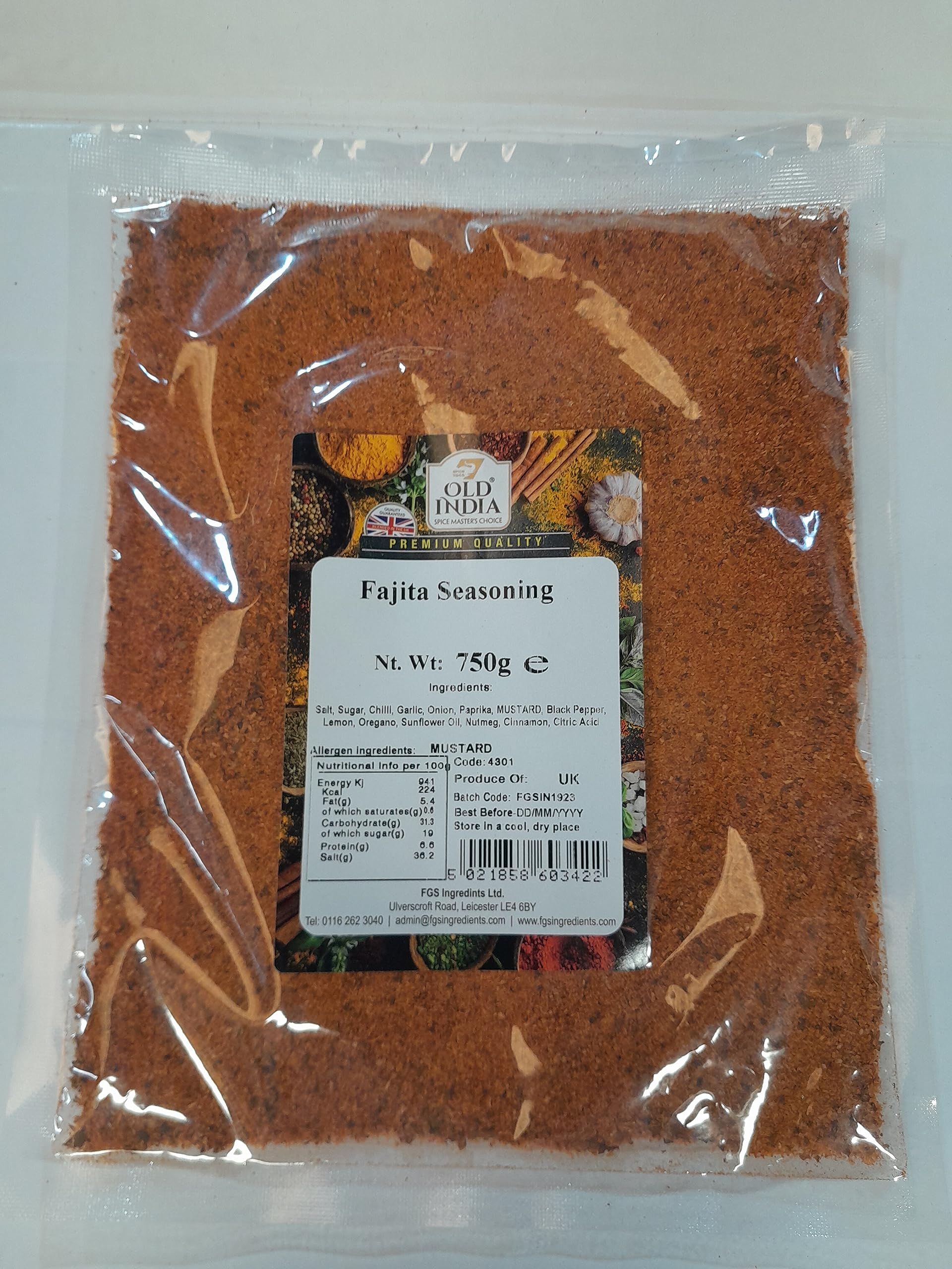 Old India Fajita Seasoning Powder - 750g Natural & GMO Free Mexican Spice Blend