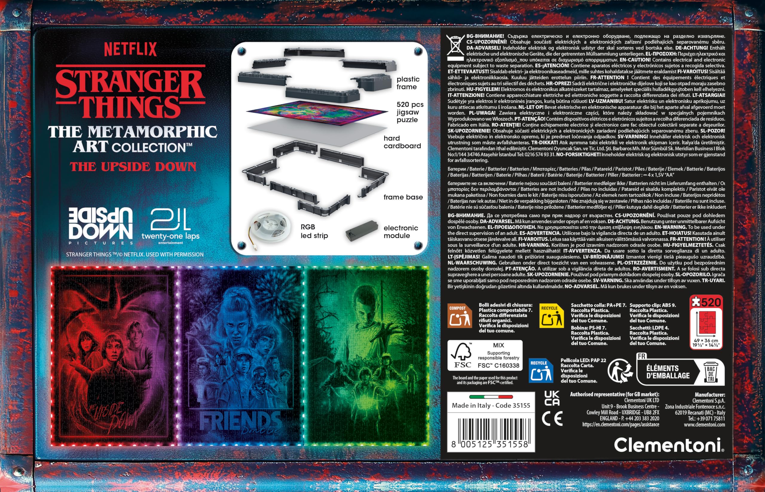 Clementoni Stranger Things Metamorphic Art Puzzle - 520-Piece LED Interactive Puzzle for Fans 15