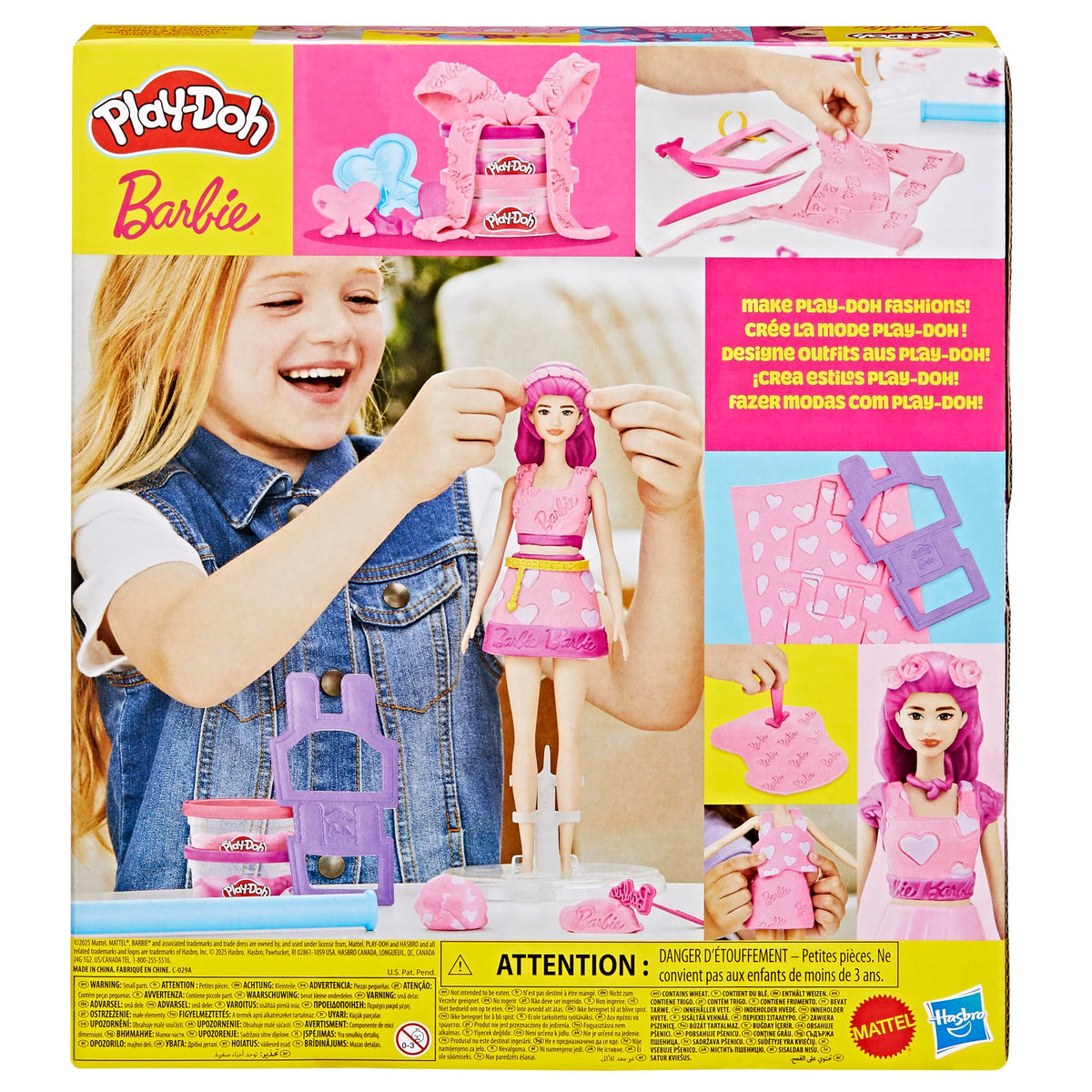 Play-Doh Barbie Hearts and Hair Doll Set - 30 cm Doll, Age 5+