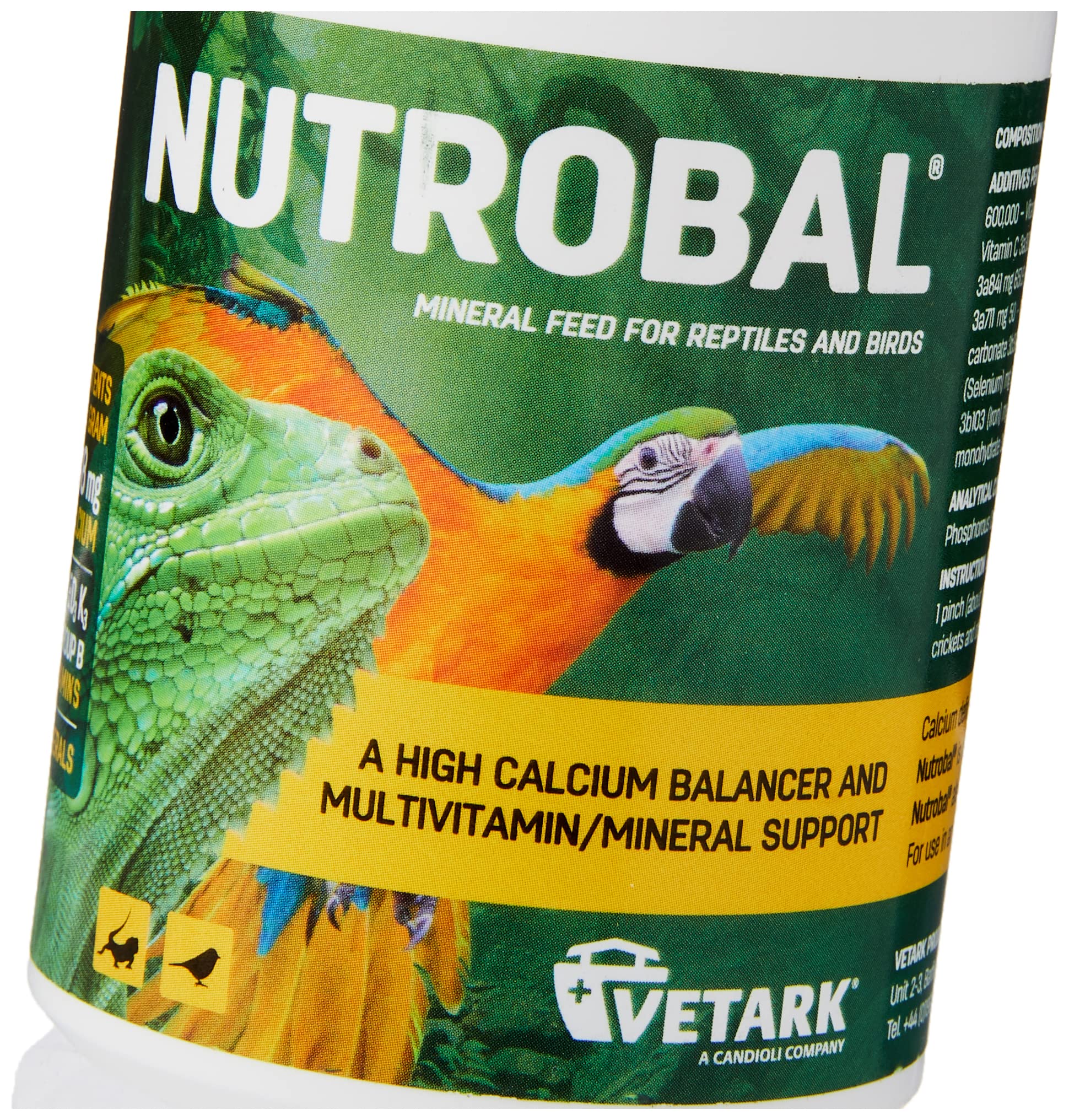 Vetark Nutrobal High Calcium Balancer Multivitamin Powder for Reptiles & Birds | 100 g