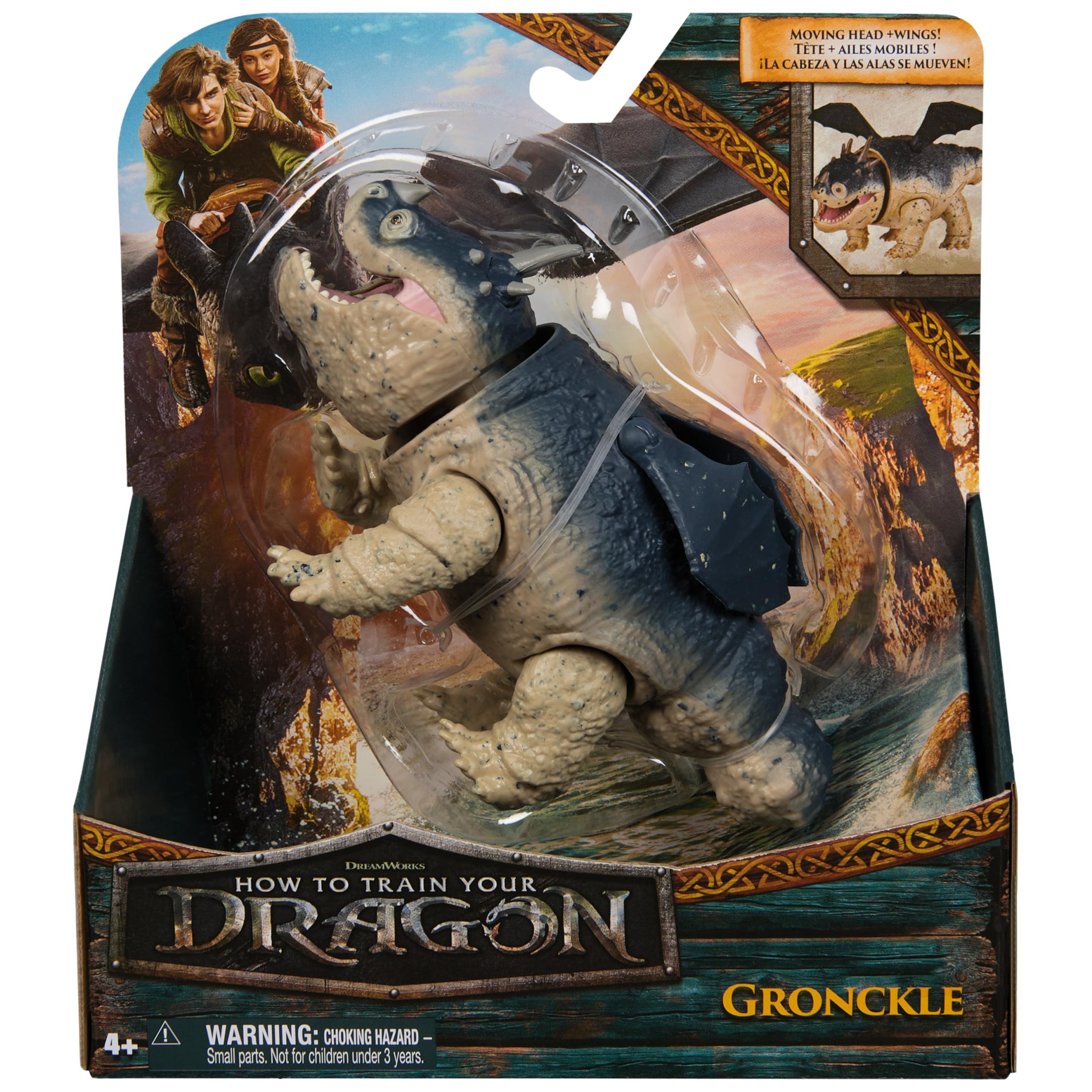 Dreamworks Dragons Gronckle Action Figure - 13 cm Collectible with Articulated Wings & Bobblehead | Age 4+