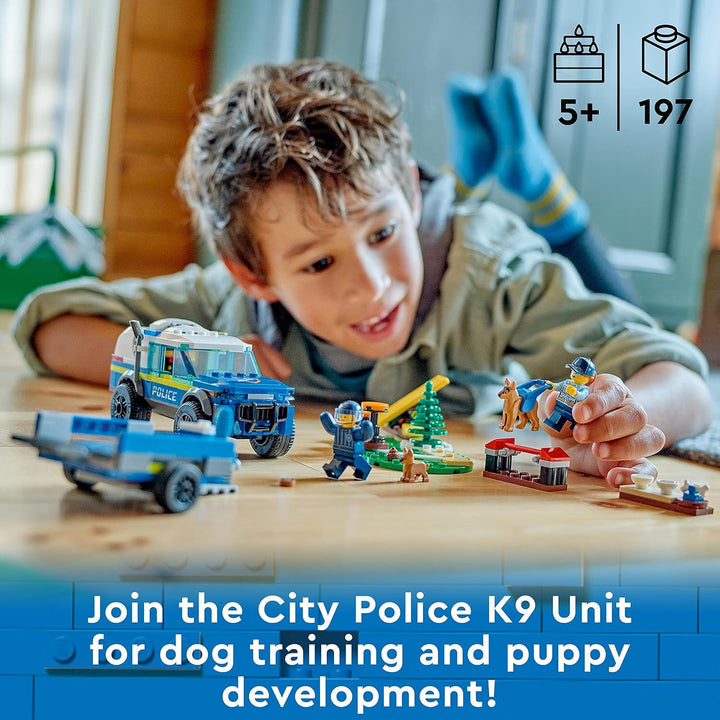 LEGO City Mobile Police Dog Training Set 60369 - SUV Toy with Trailer & Puppy Figures for Kids 5+