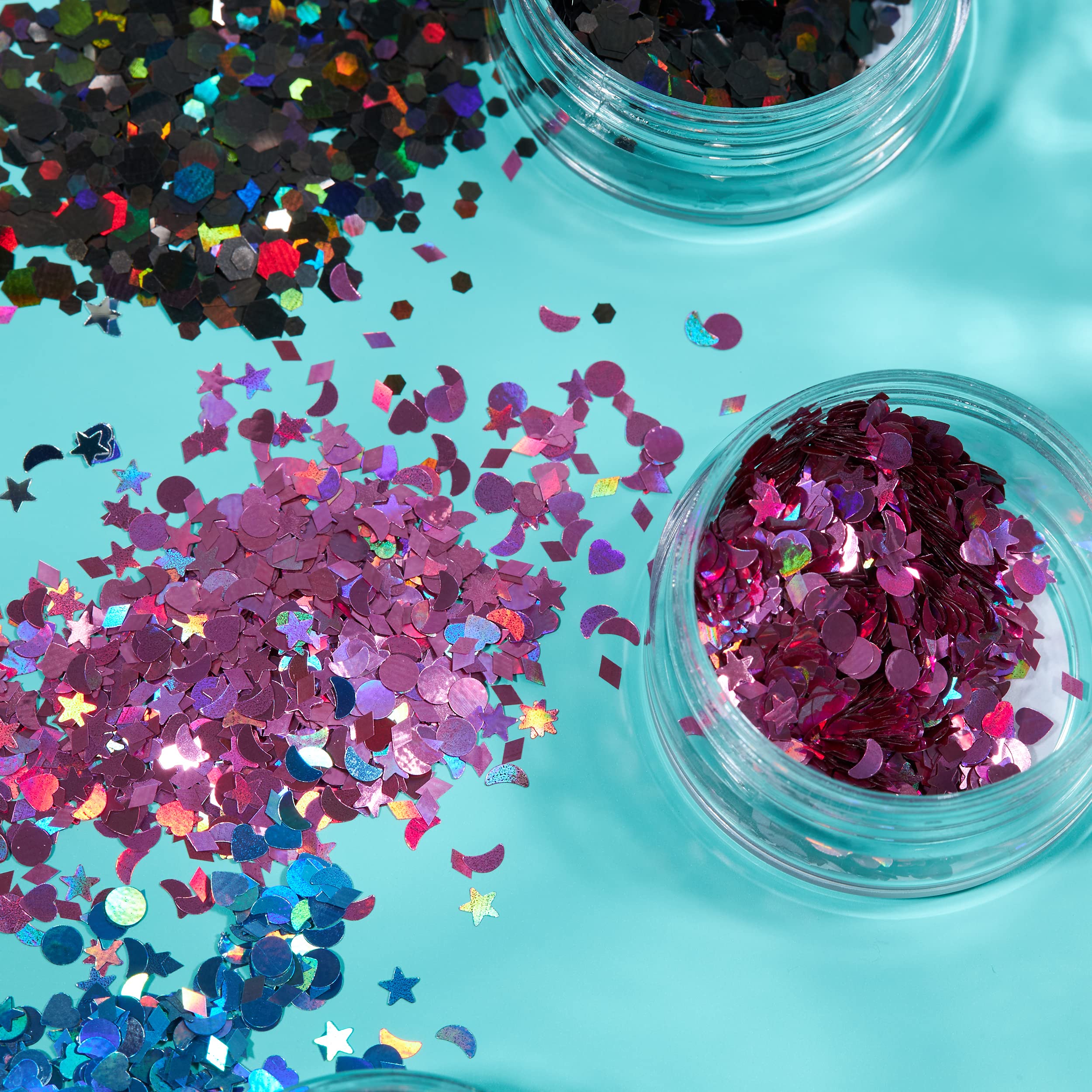 Moon Glitter - Holographic Glitter Shapes (3g) - Purple Cosmetic Glitter for Face, Body, Hair, Nails 15