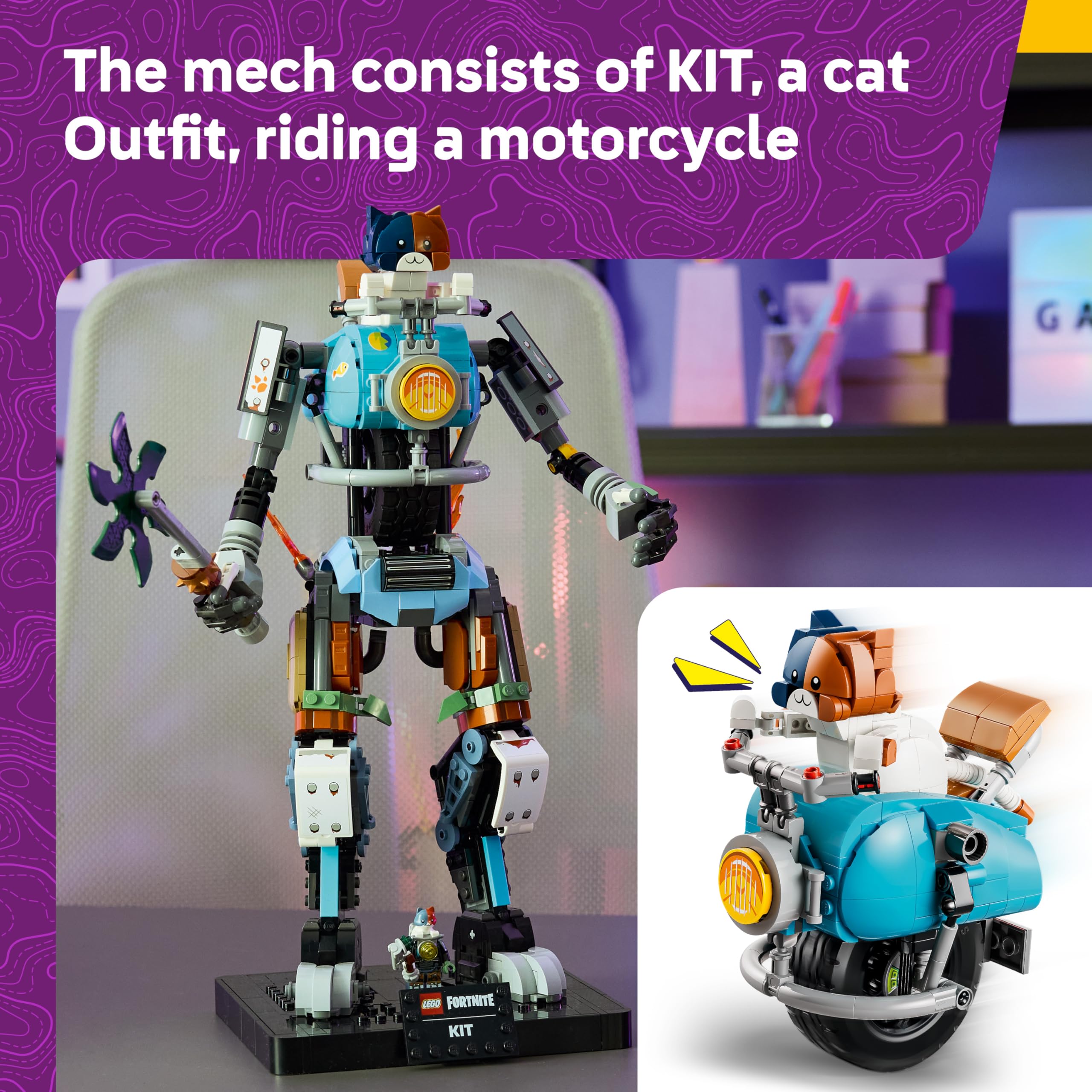 LEGO Fortnite KIT Mech Building Set - Interactive Figure with Power Claw Pickaxe & Spinning Wheel | 1230 Pieces | Ages 12+ 3