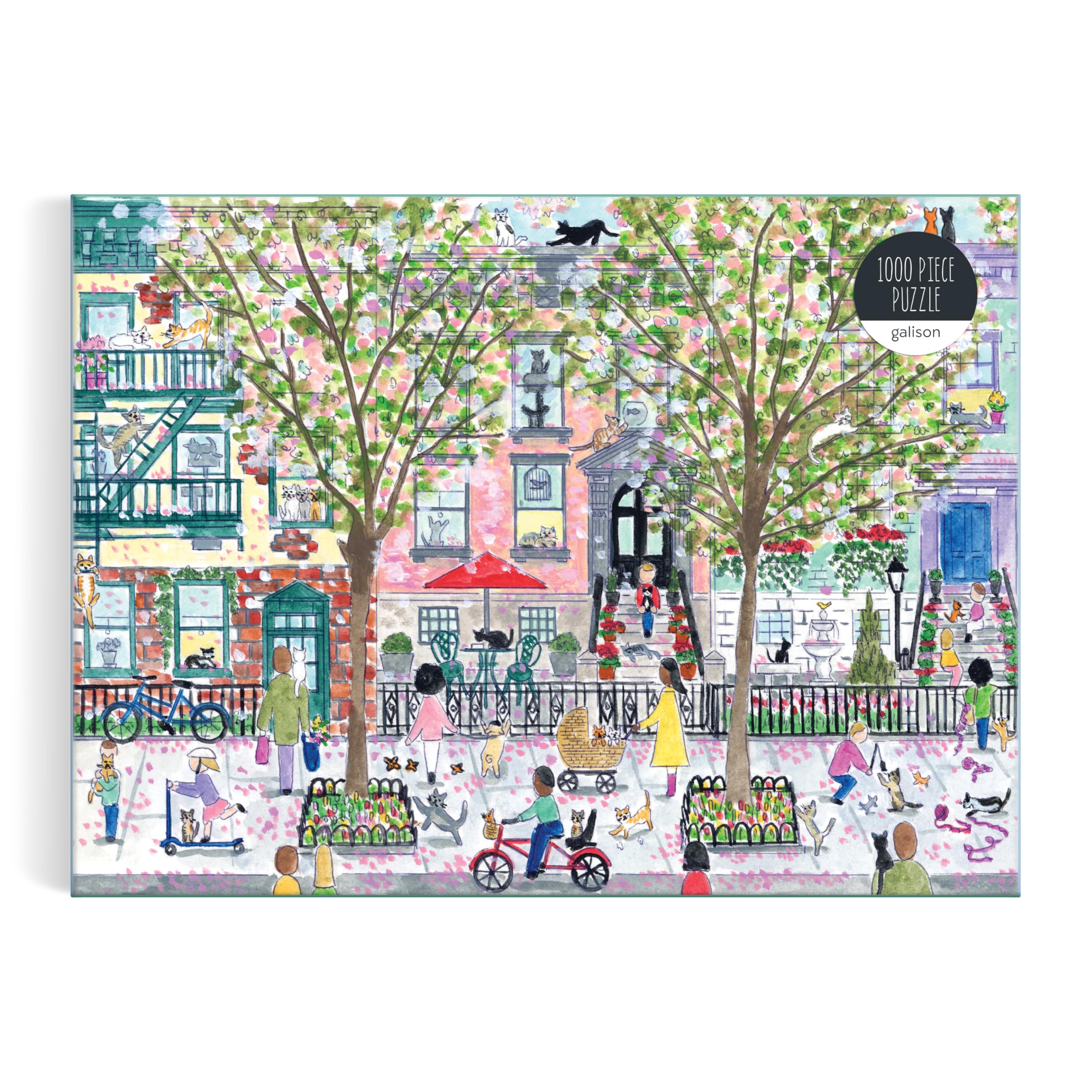 Galison Cats In City Gardens Jigsaw Puzzle - 1000 Pieces | Michael Storrings Artwork 6