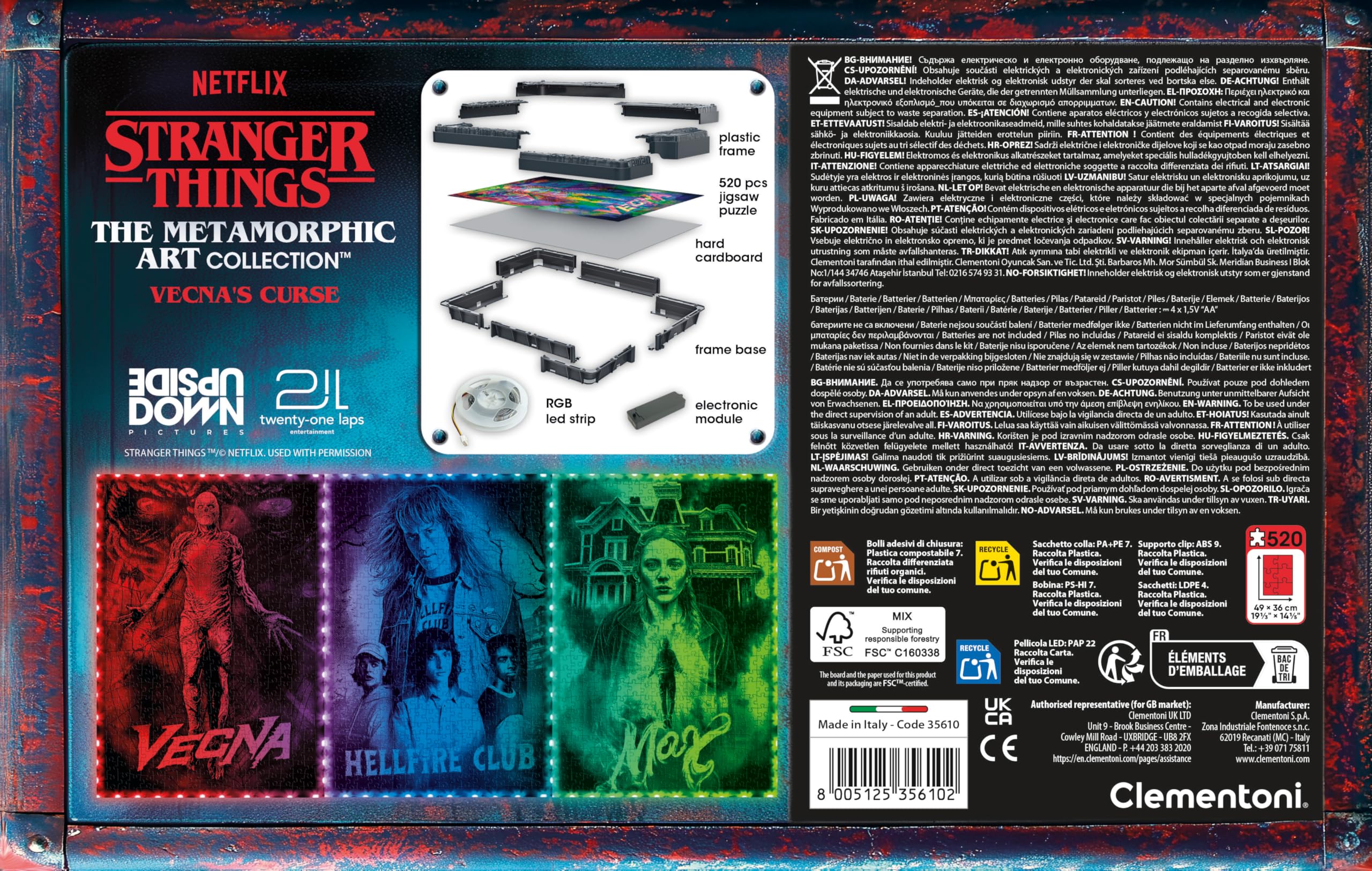 Clementoni Stranger Things Metamorphic Art Puzzle - 520-Piece LED Interactive Puzzle 15