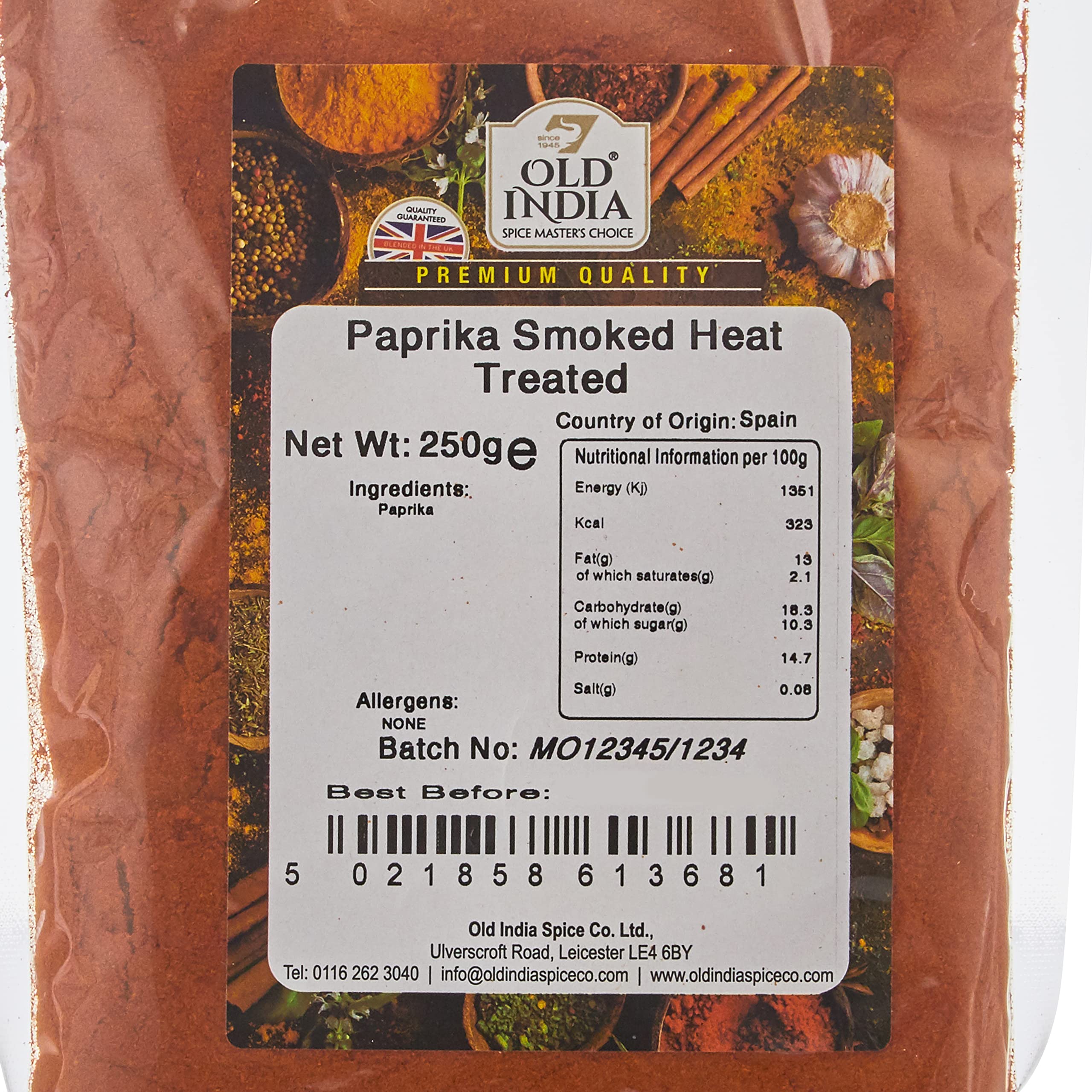 Old India Smoked Heat Treated Paprika Powder - 250g | 100% Natural | Spain Origin