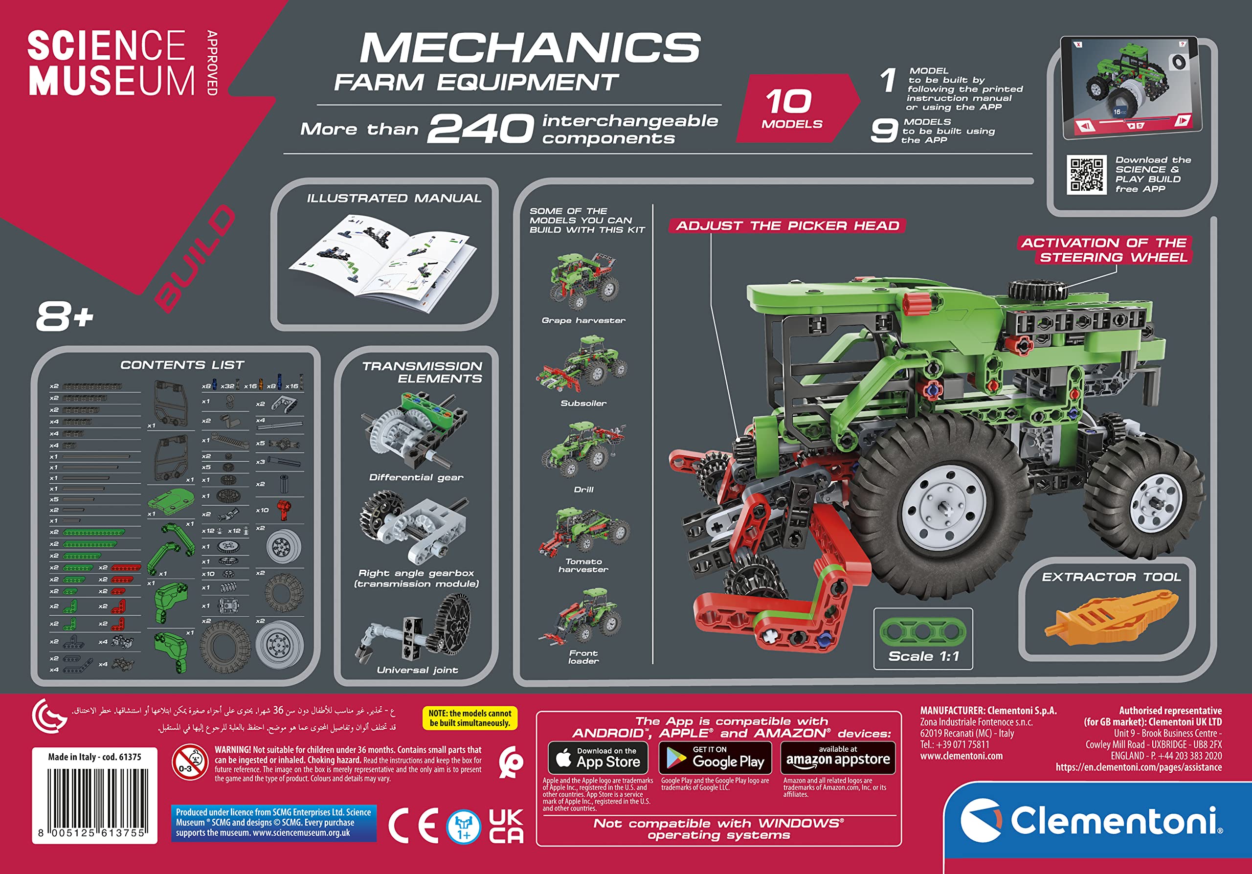 Clementoni Science Museum Mechanics: Farm Vehicle Building Set - Build 10 Vehicles, STEM Learning for Ages 8-12 9