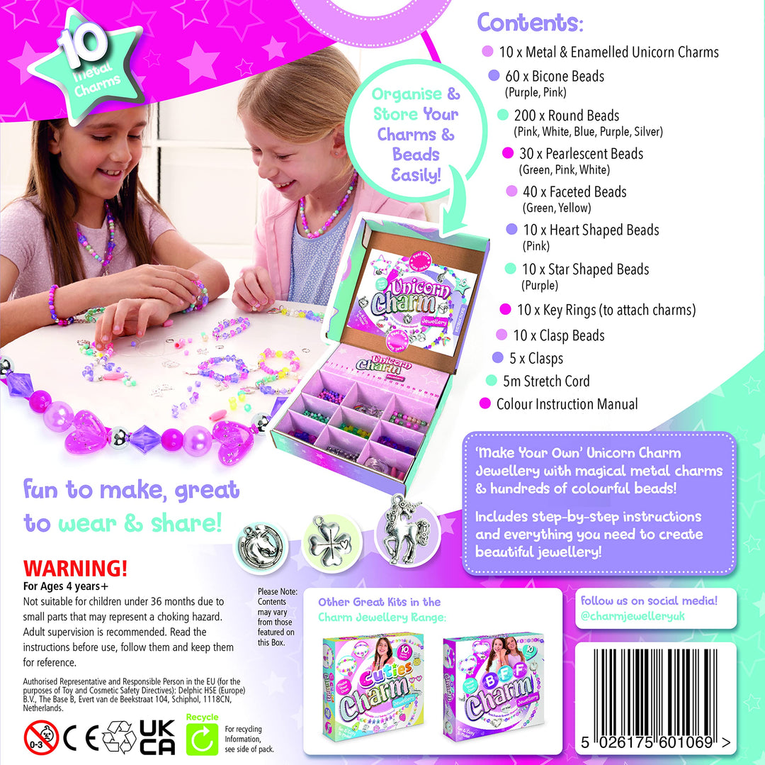 Craftbox CB806 Unicorn Charm Jewellery Craft Set - Create 10+ Pieces, Ages 4+