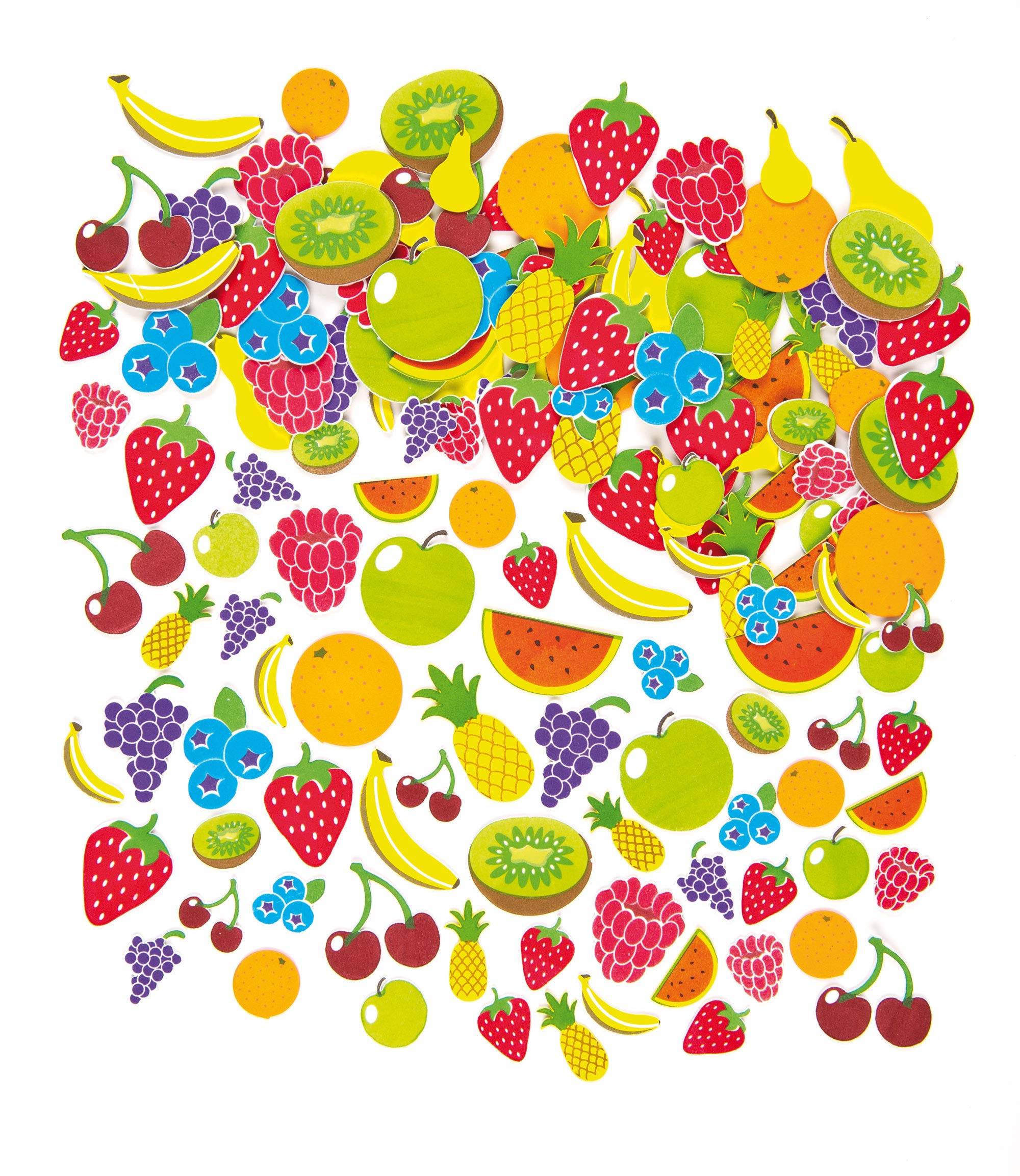 Baker Ross Fruit Foam Stickers (120 Pack) - Self-Adhesive Embellishments for Kids Crafts