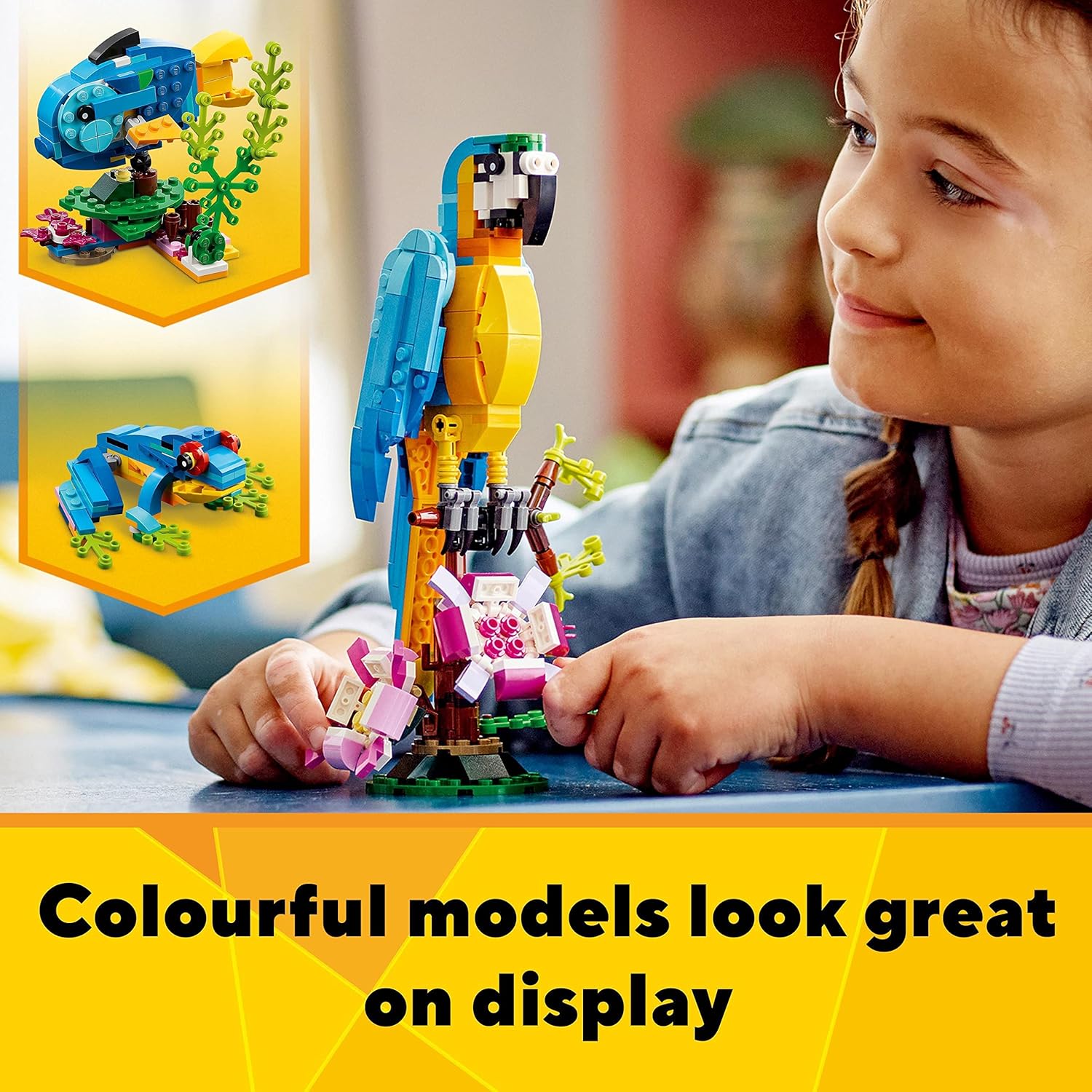 LEGO Creator 3 in 1 Exotic Parrot, Frog, and Fish Building Set - Ages 7+ 7