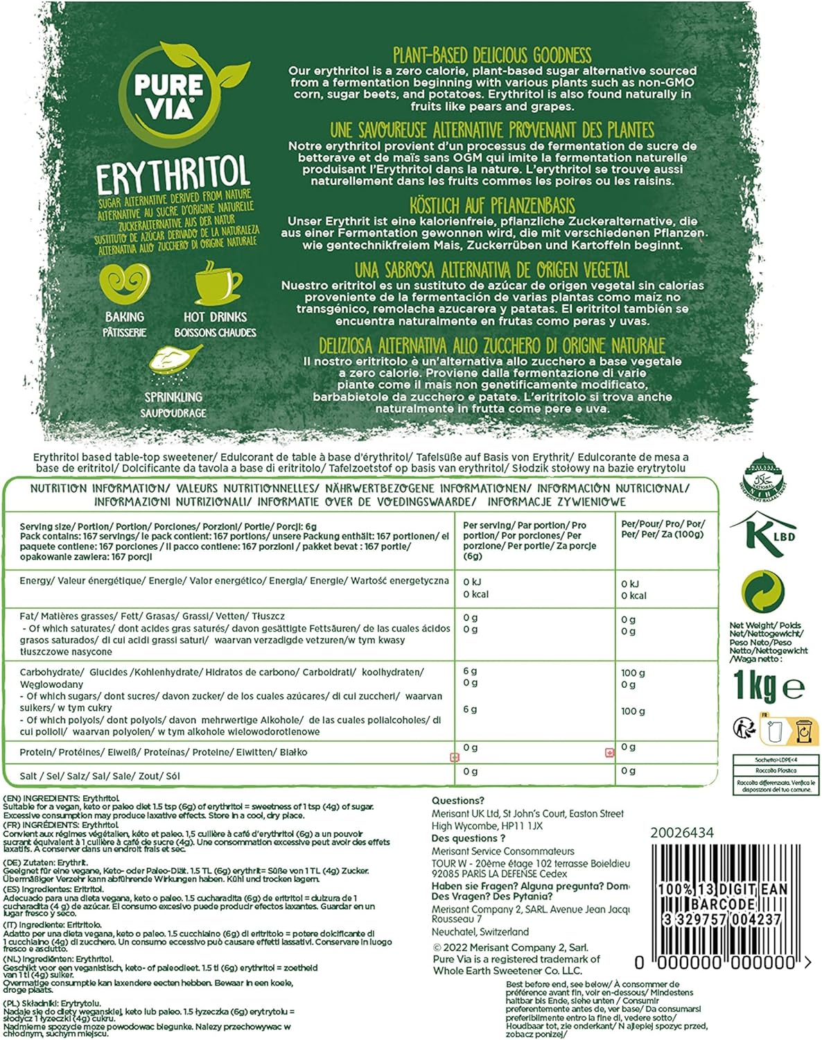 Pure Via Erythritol 1kg – Zero Calorie, Keto & Vegan Sugar Alternative Powder 8