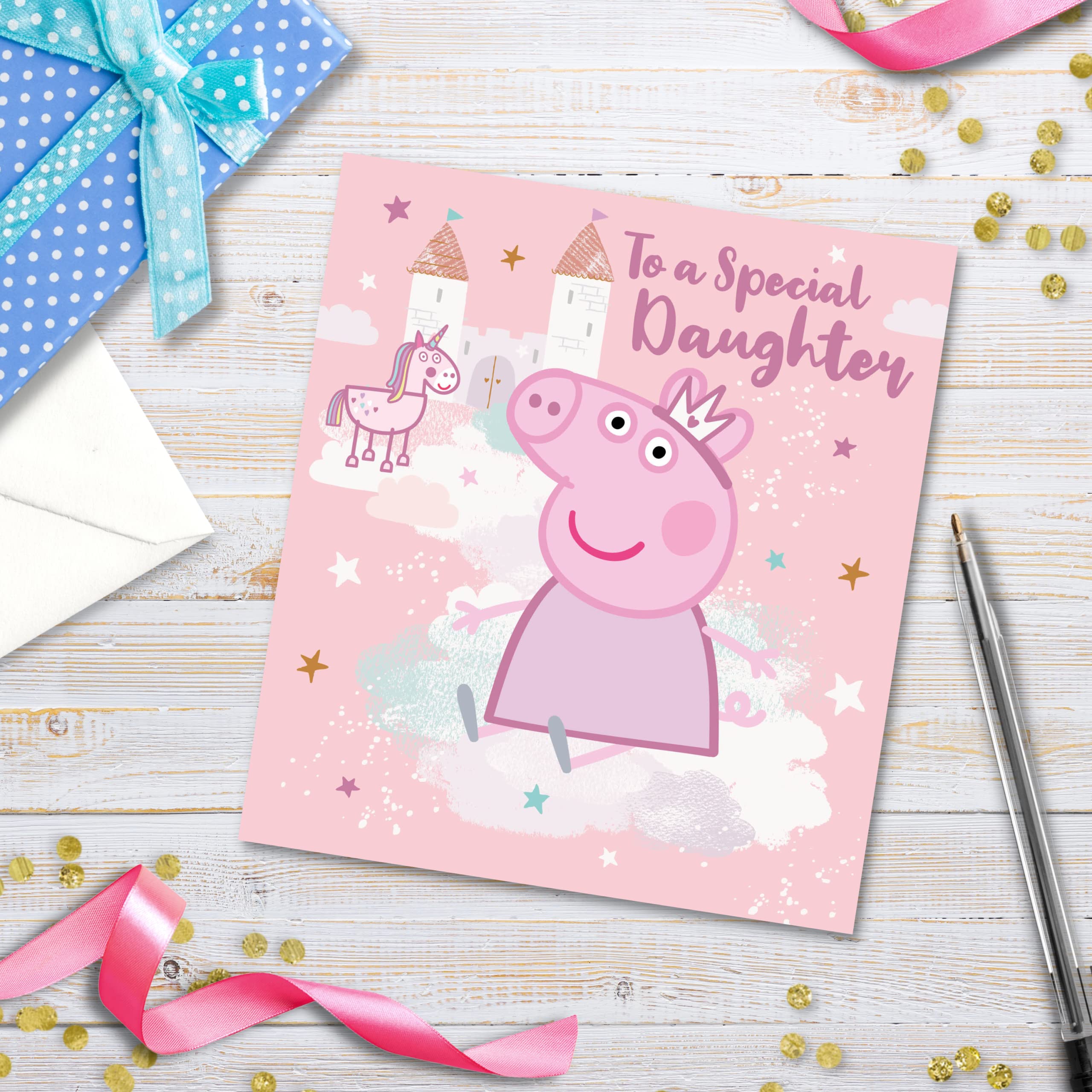 Danilo Promotions LTD Peppa Pig Birthday Card for Daughter | Pink | 7 x 6 Size