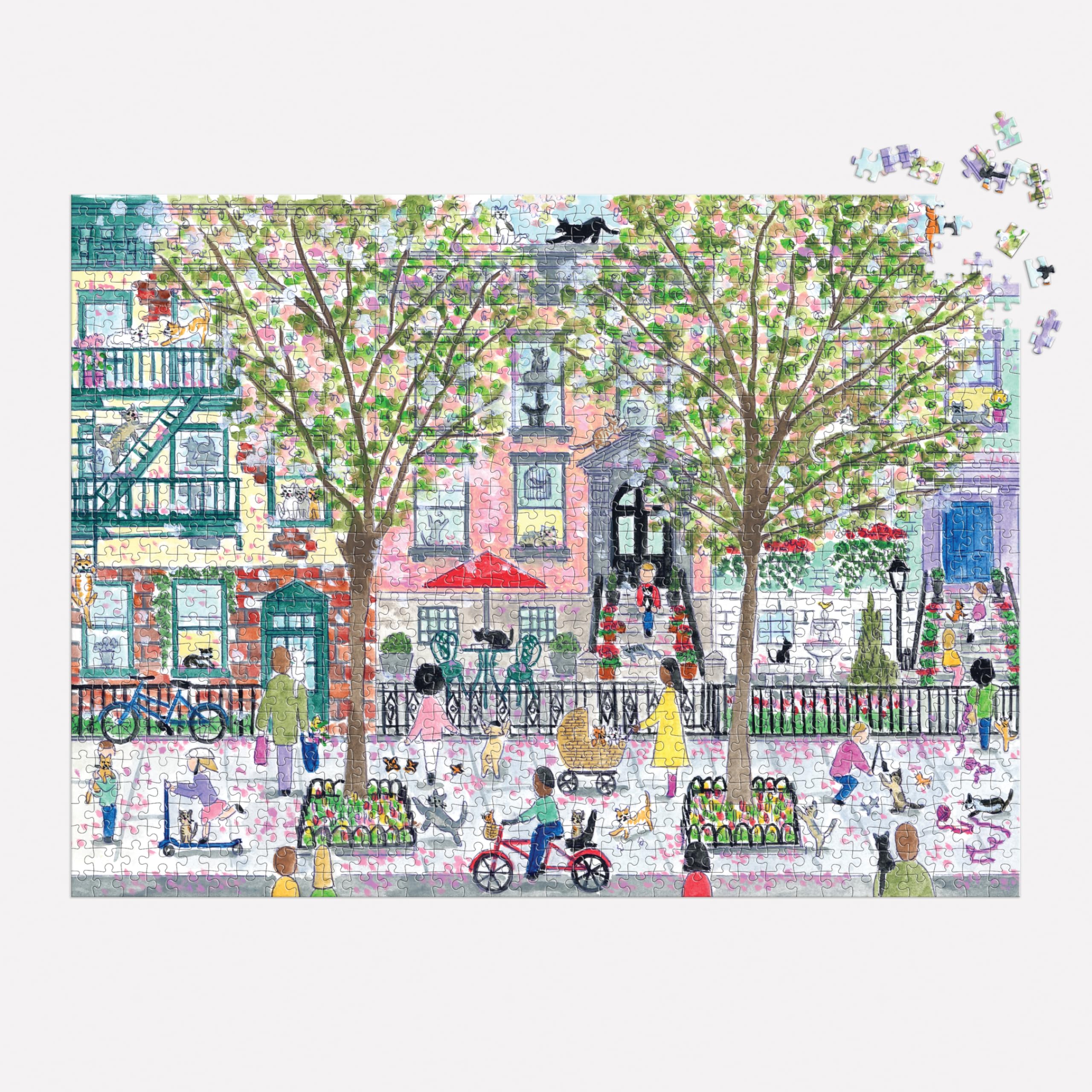 Galison Cats In City Gardens Jigsaw Puzzle - 1000 Pieces | Michael Storrings Artwork 5