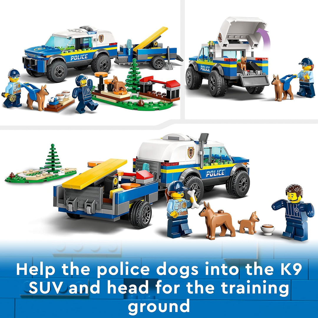 LEGO City Mobile Police Dog Training Set 60369 - SUV Toy with Trailer & Puppy Figures for Kids 5+