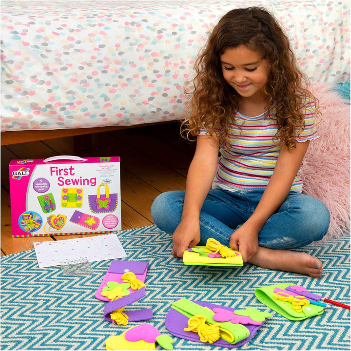 Galt First Sewing Kids Craft Kit with Pencil Case, Purse & Frame - Foam Sewing Set for Children