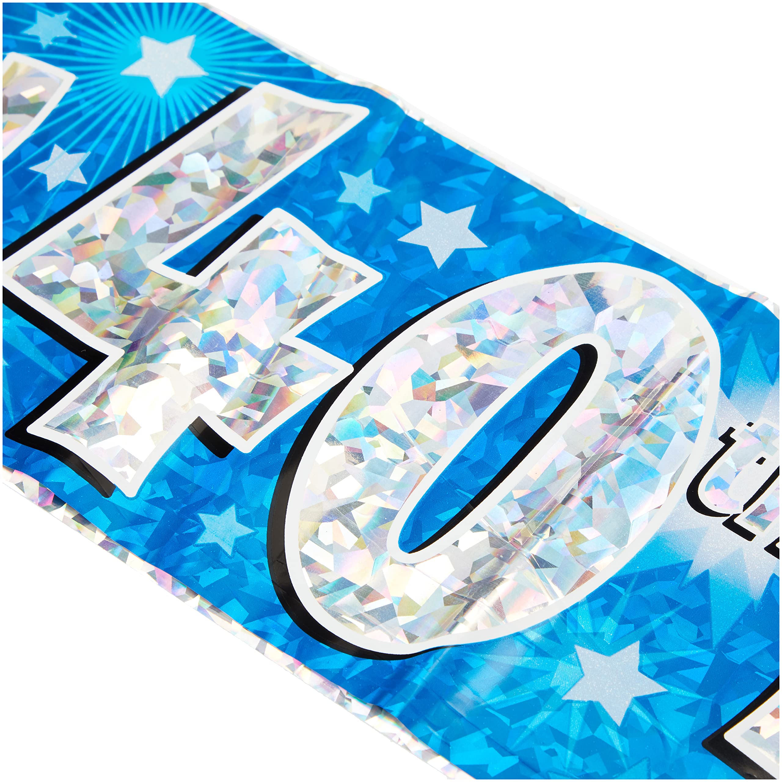 OakTree Happy 40th Birthday Banner - Blue Holographic, 9 ft 2