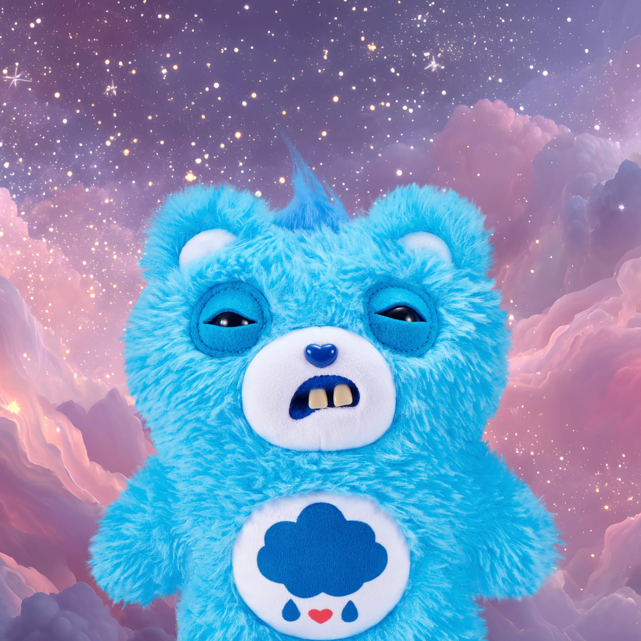Fuggler Care Bears 9-Inch Plush Toy - Grumpy Bear | Human-Like Teeth | Ages 4+