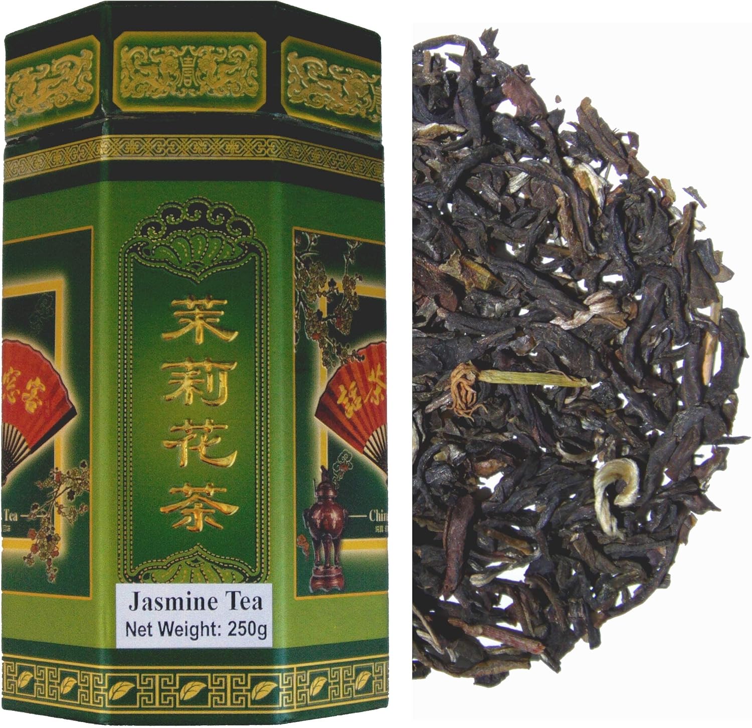 250g Jasmine Green Tea Loose Leaf in Embossed Foil-Lined Caddy 3