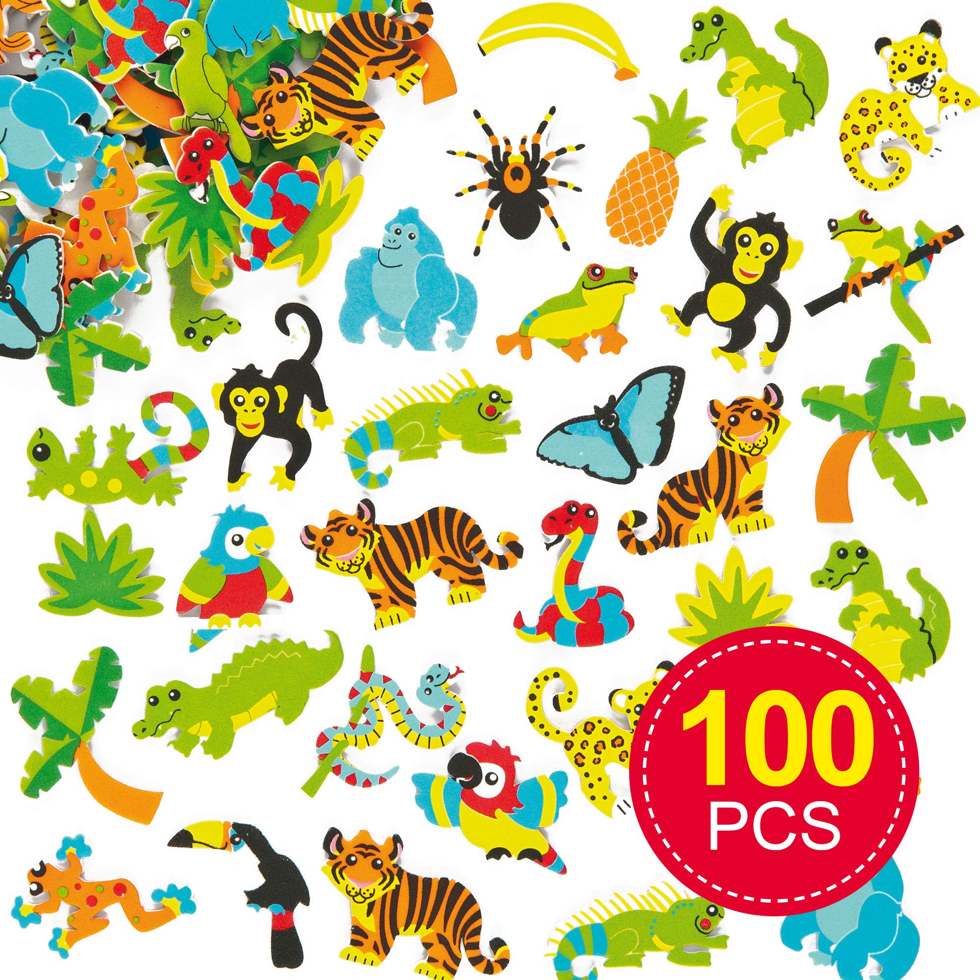 Baker Ross Rainforest Foam Stickers - 100 Assorted Designs for Kids Crafting | 3-6 cm 2