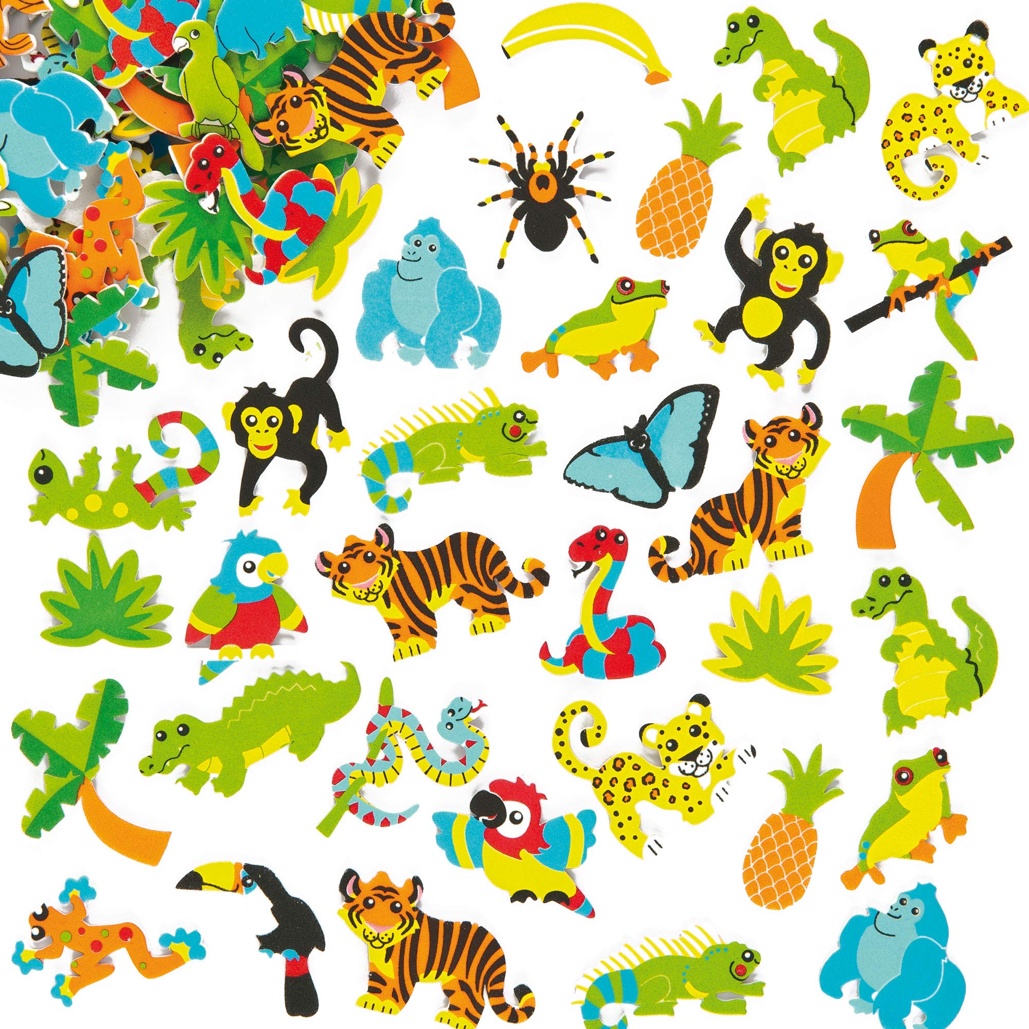 Baker Ross Rainforest Foam Stickers - 100 Assorted Designs for Kids Crafting | 3-6 cm 1