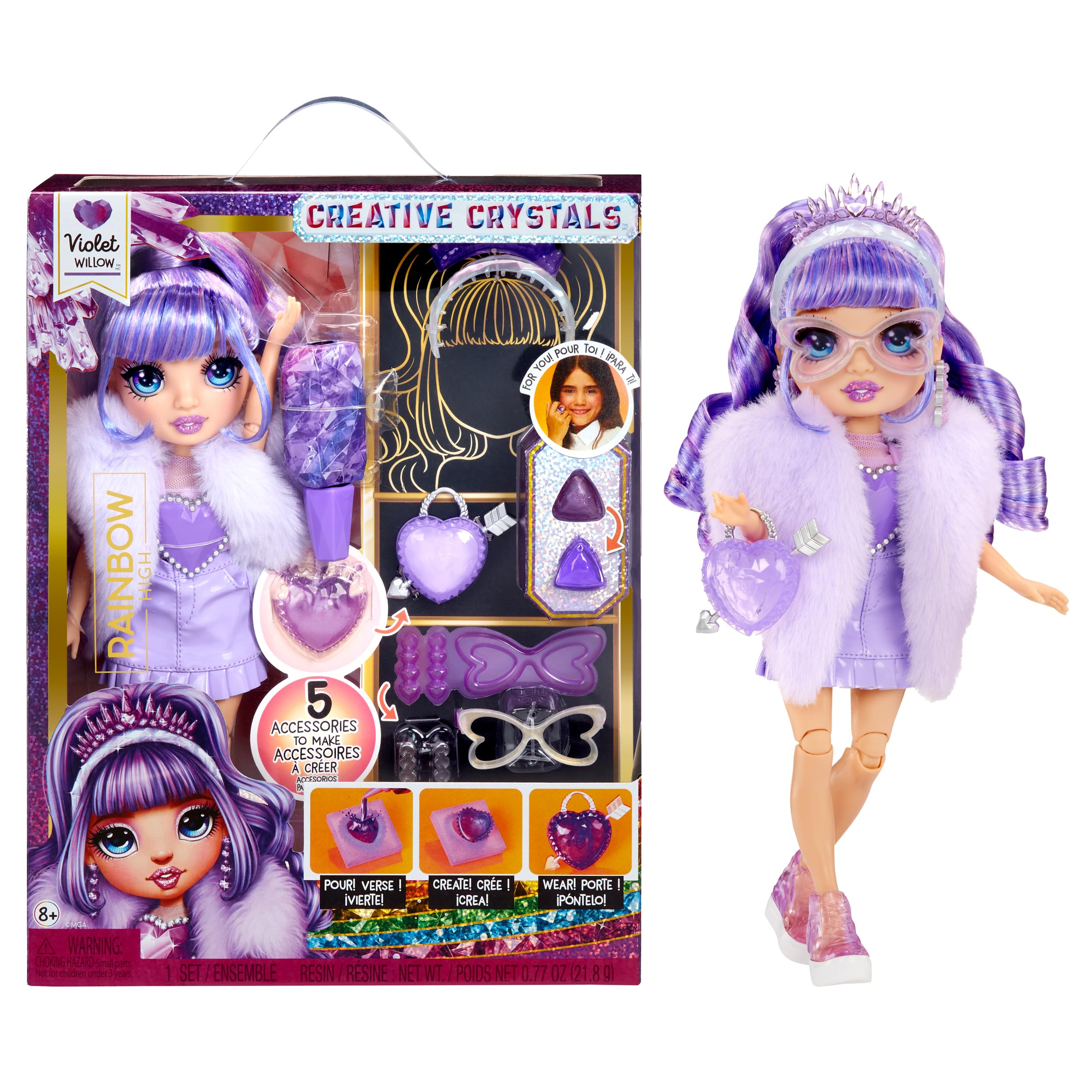 Rainbow High Creative Crystals Violet - Purple 28 cm Fashion Doll with DIY Crystal Make It Kit 1