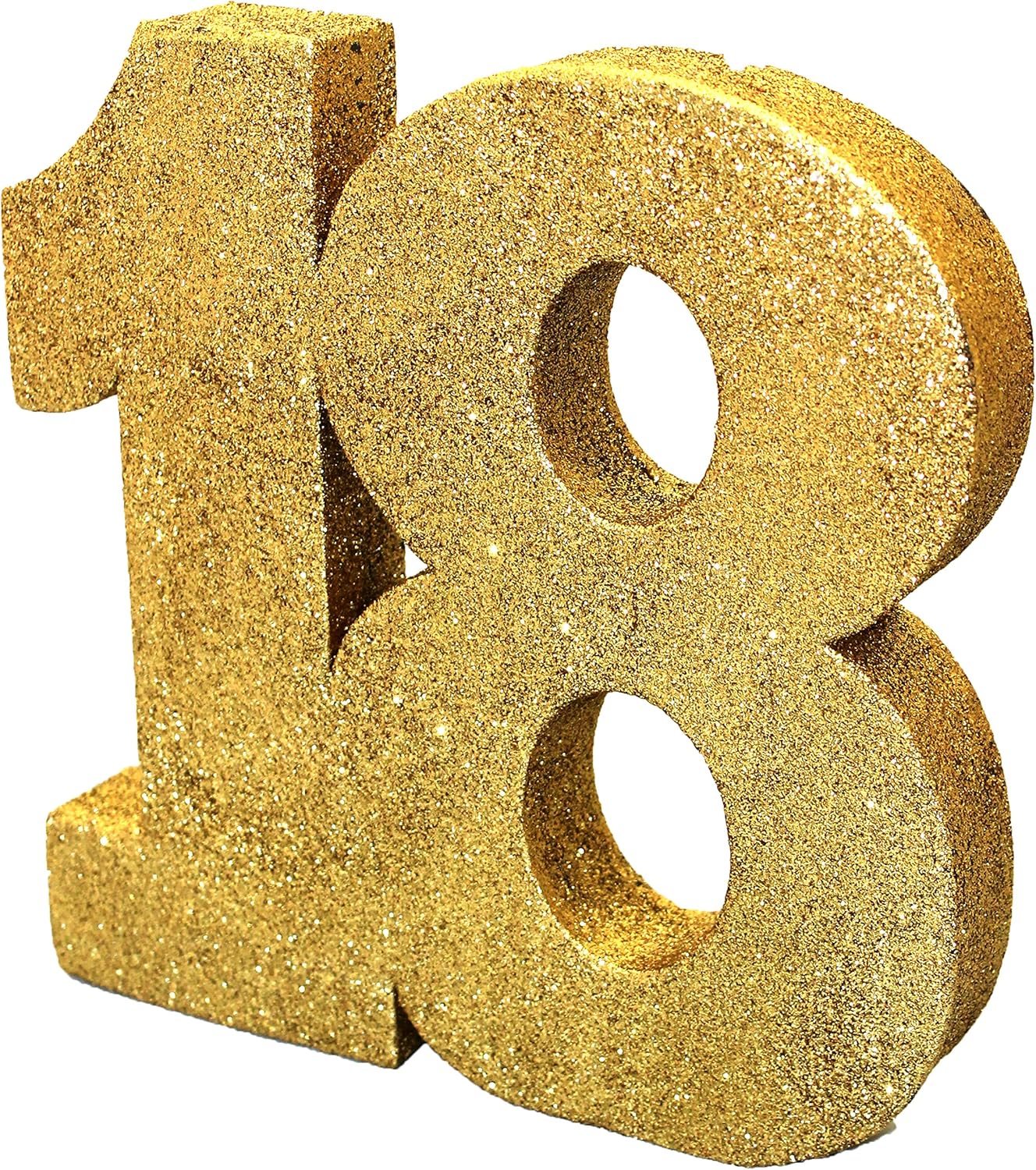 H100 Gold Glitter Number 18 Table Decoration - Sparkling Reusable Centrepiece 1