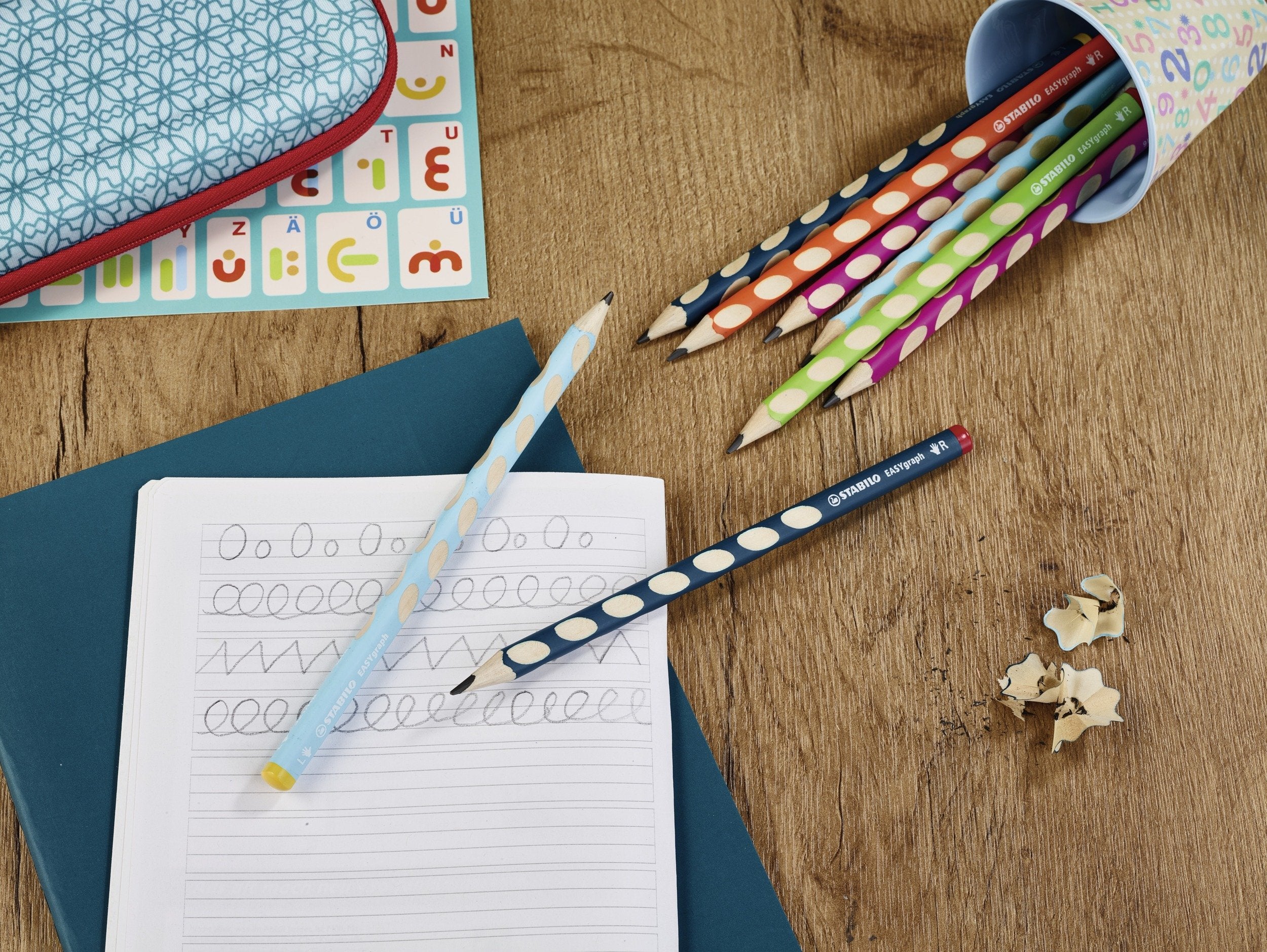 STABILO EASYgraph - Ergonomic Graphite Pencil - Right-Handed - Pack of 2 - Petrol - HB 8