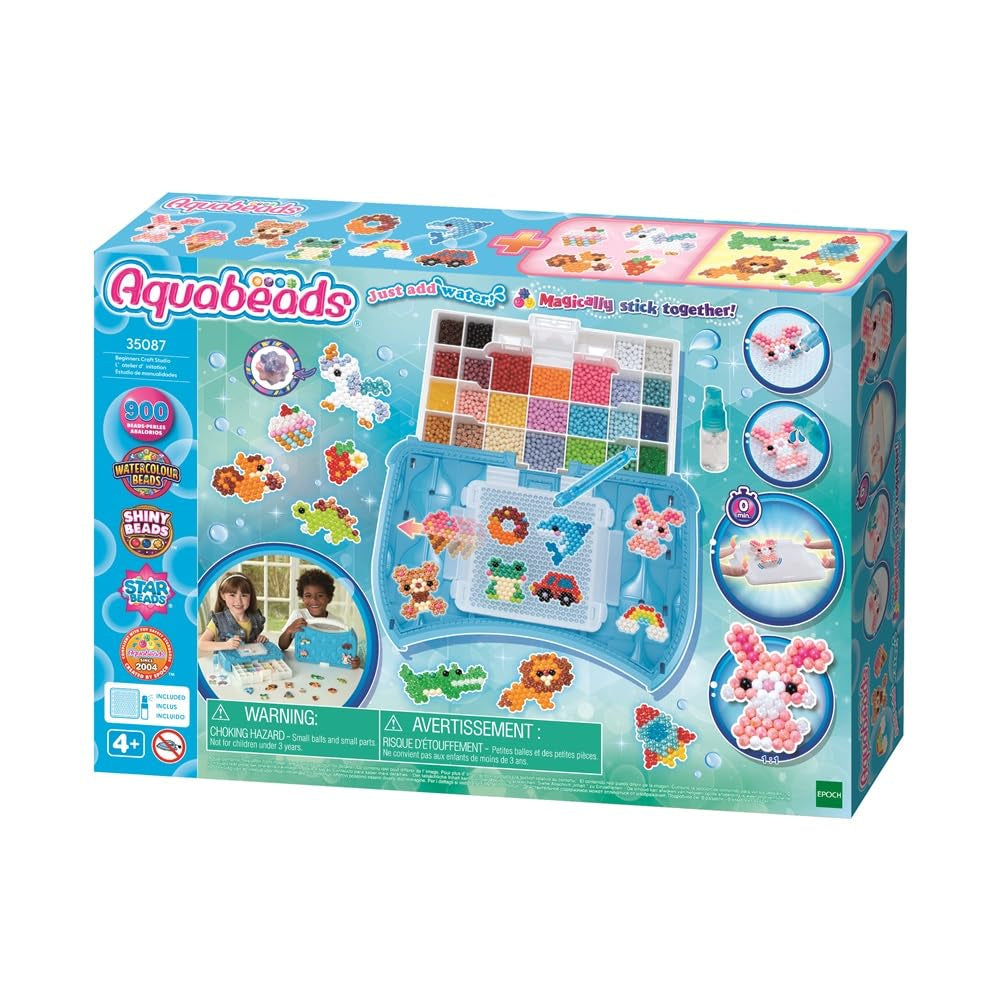 Aquabeads Beginner's Craft Studio 35087 - 900 Beads 25 Colors with Carry Case & Templates