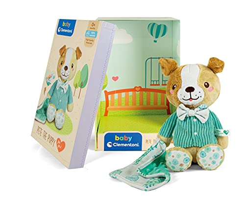 Clementoni Perrito+ Pete The Puppy Plush Toy - Soft Sensory Toy for Babies 0 Months+ 1