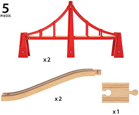 BRIO World Doppel-Hängebahnbrücke für Kinder ab 3 Jahren – kompatibel mit allen BRIO-Eisenbahnsets und Zubehör