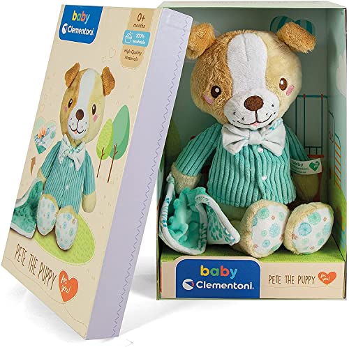 Clementoni Perrito+ Pete The Puppy Plush Toy - Soft Sensory Toy for Babies 0 Months+ 2