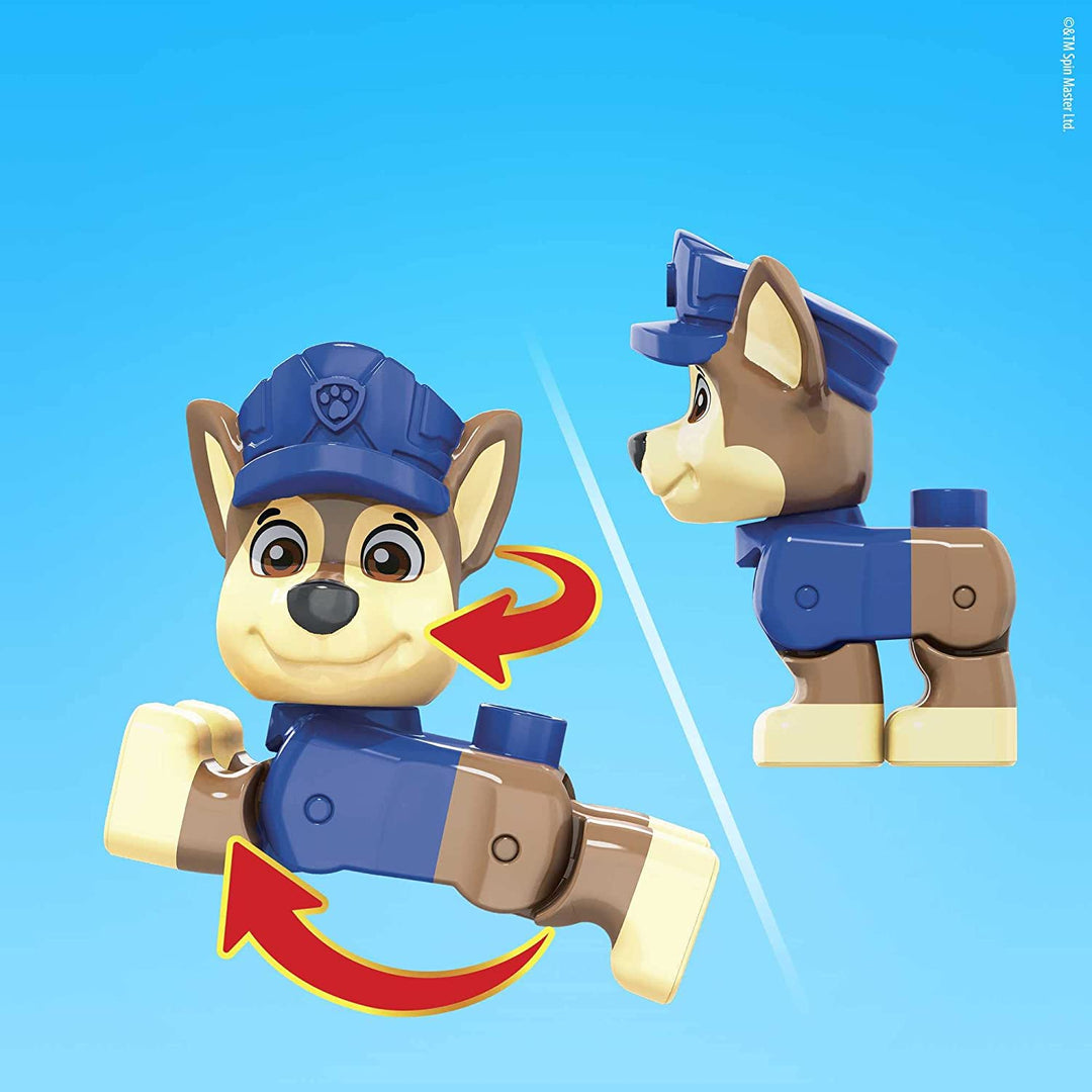 Mega Bloks PAW Patrol Chase's Police Car Building Set - 9-Piece Buildable Vehicle with Articulated Figure