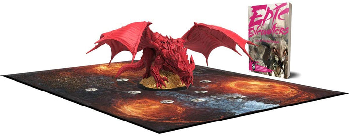 Epic Encounters: Lair of the Red Dragon – RPG-Fantasy-Rollenspiel-Tischspiel mit RIESIGER Boss-Miniatur, doppelseitiger Spielmatte und Game-Master-Abenteuerbuch mit Monsterstatistiken, 5E-kompatibel