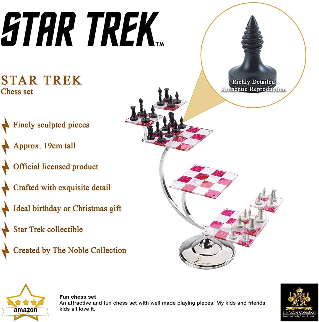 The Noble Collection Star Trek Tri-Dimensional Chess Set Replica with Acrylic Boards & Rule Book