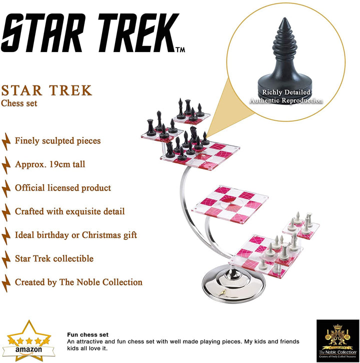 The Noble Collection Star Trek Tri-Dimensional Chess Set Replica with Acrylic Boards & Rule Book
