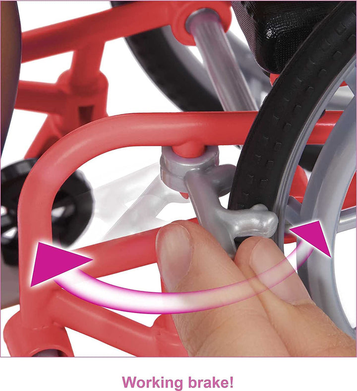 Barbie Fashionistas-pop # 166 met rolstoel en gekruld donkerbruin haar