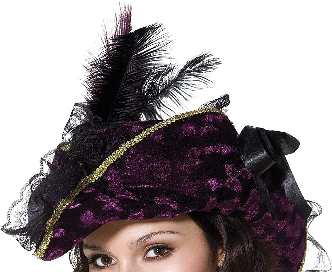 Smiffys Fever Marauding Pirate Hat with Feathers and Ribbon (33623)