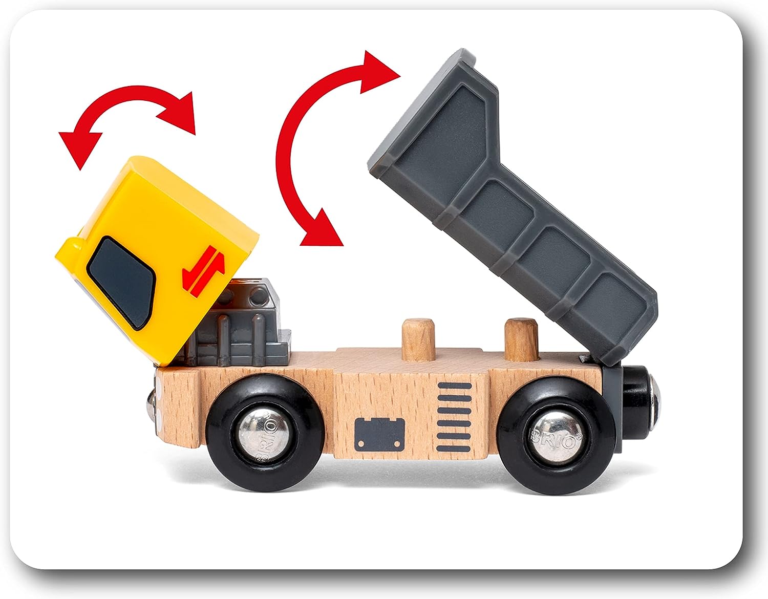 BRIO 33658 Construction Vehicles Train Set - 5-Piece Wooden Toy Truck Set for Kids 4