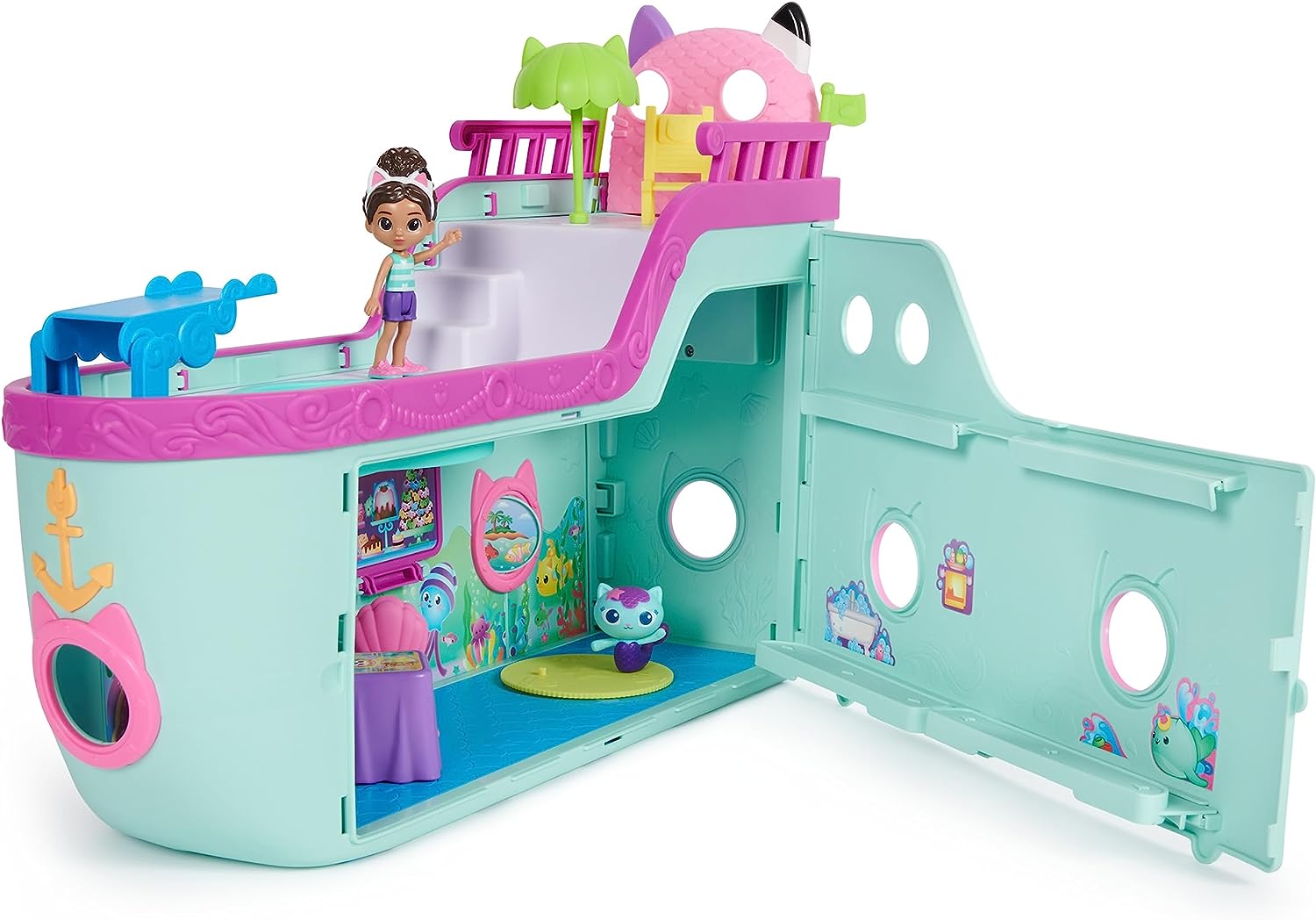 Gabby's Dollhouse Cat Friend Ship - 18-Piece Cruise Playset with Gabby & MerCat Figures, Ages 3+ 1
