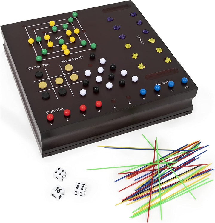 Spin Master Games 10 Familienspiele-Set im Holzschrank
