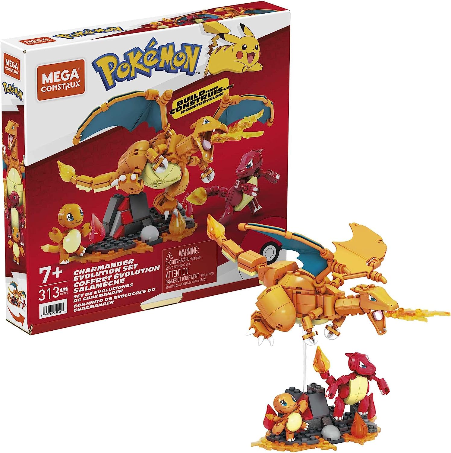 MEGA Pokémon Charmander Evolution Building Set - 300-Piece Action Figure Playset for Kids 1