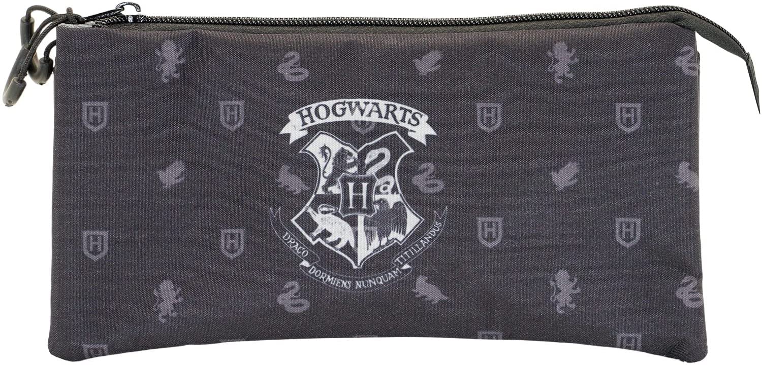 Karactermania Harry Potter Hogwarts Triple Compartment Pencil Case, Black 2