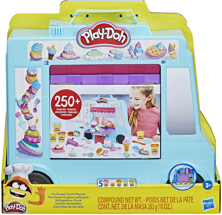 Play-Doh Ice Cream Truck Playset, Pretend Play Toy for Kids 3 Years and Up with 20 Tools
