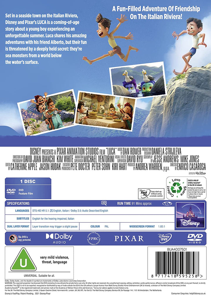 Luca (2021) - Animation Adventure Comedy [DVD]