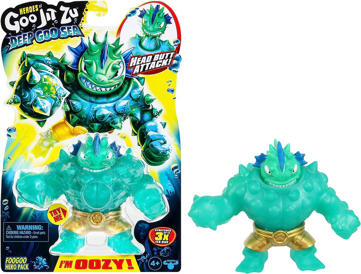 Helden von Goo Jit Zu Deep Goo Sea Foogoo Heldenpaket. Super Oozy, mit Glibber gefülltes Spielzeug.