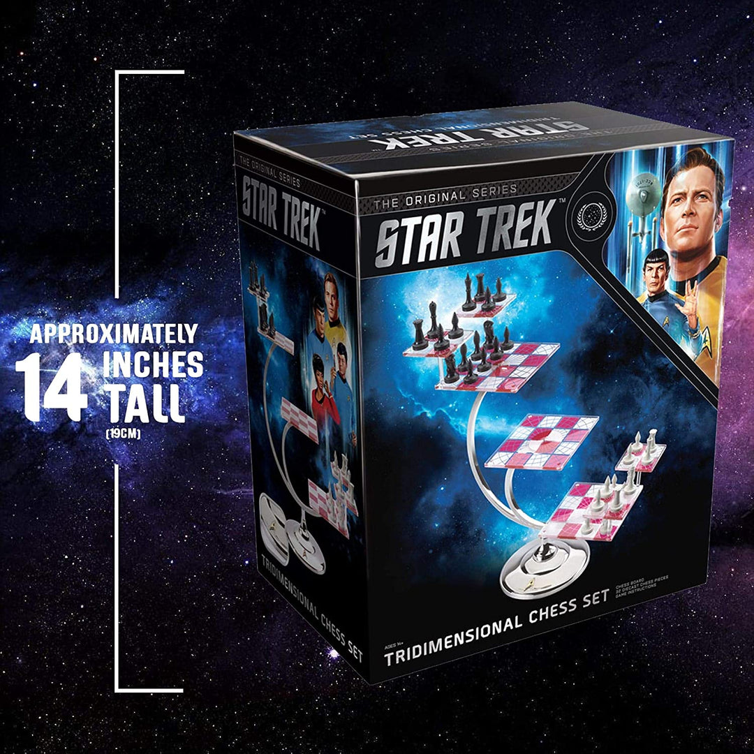 The Noble Collection Star Trek Tri-Dimensional Chess Set Replica with Acrylic Boards & Rule Book