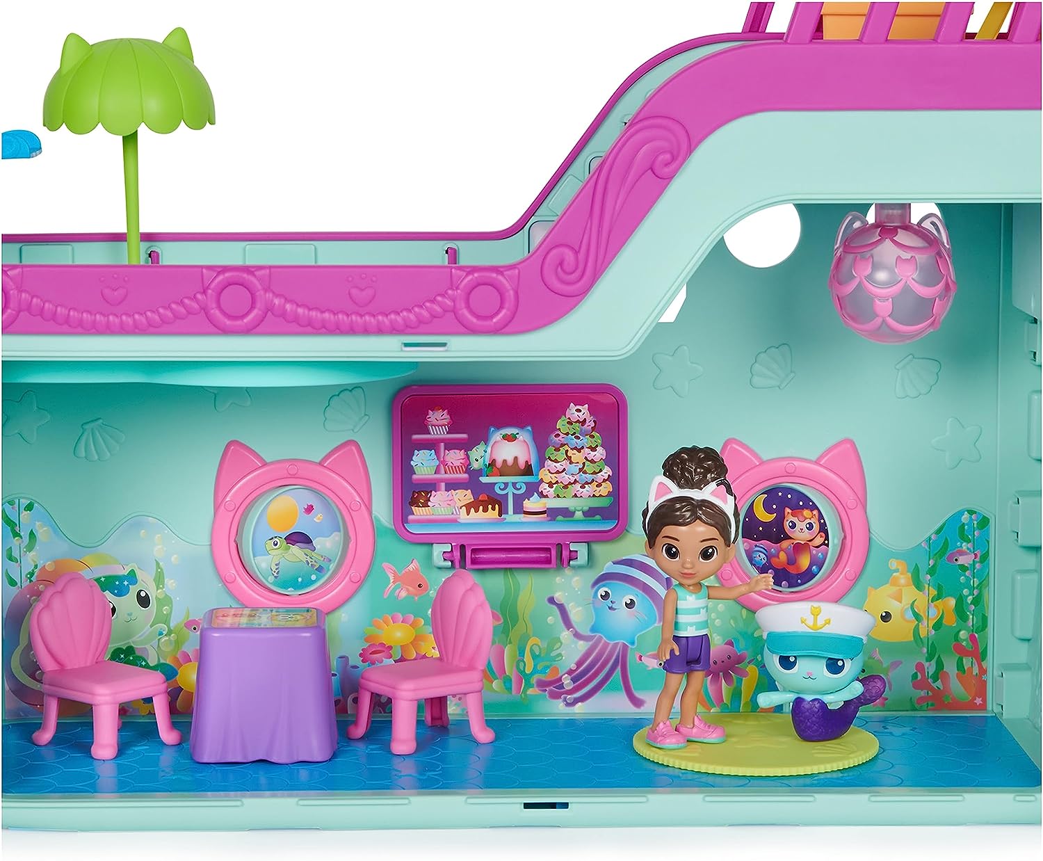 Gabby's Dollhouse Cat Friend Ship - 18-Piece Cruise Playset with Gabby & MerCat Figures, Ages 3+ 2